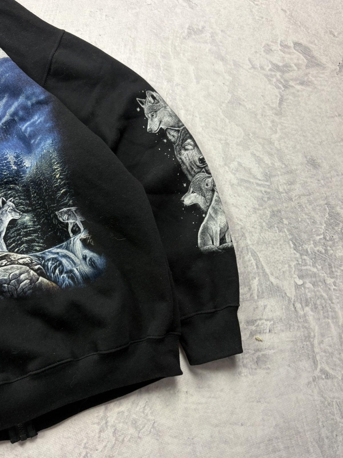 Japanese Brand Vintage Wolf ZIP hoodie rap hip-hop retro wide loose baggy Size US L / EU 52-54 / 3 - 5 Thumbnail
