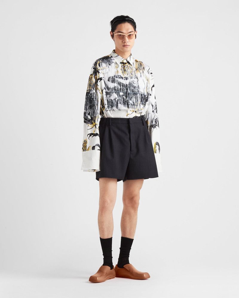 o1mt1gz0226 Printed Cotton Shirt With Fringe in Multicolor