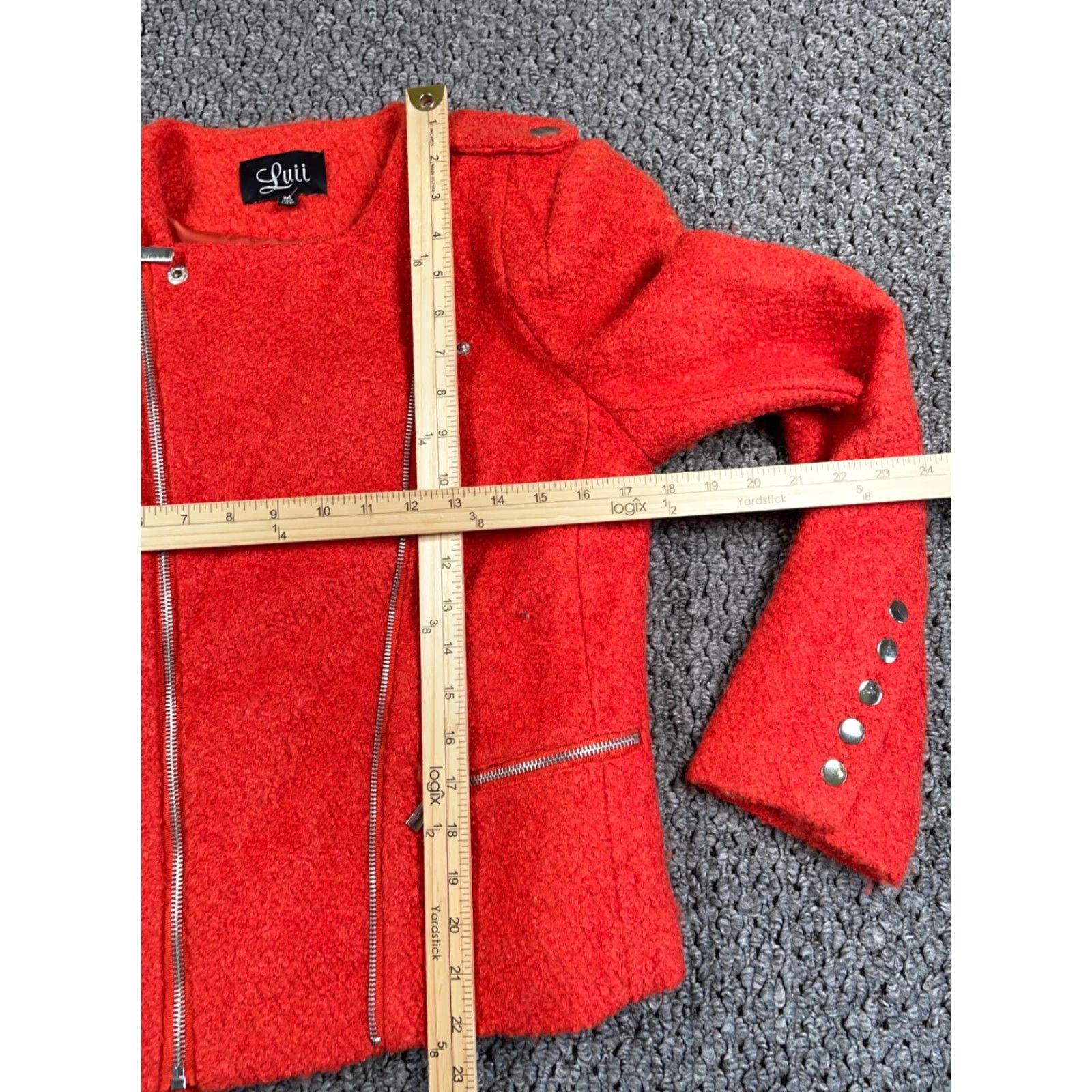 Vintage Luii Motorcycle Jacket Women's Small Boiled Wool Orange Boxy Fit Zip Biker Style Size S / US 4 / IT 40 - 5 Thumbnail