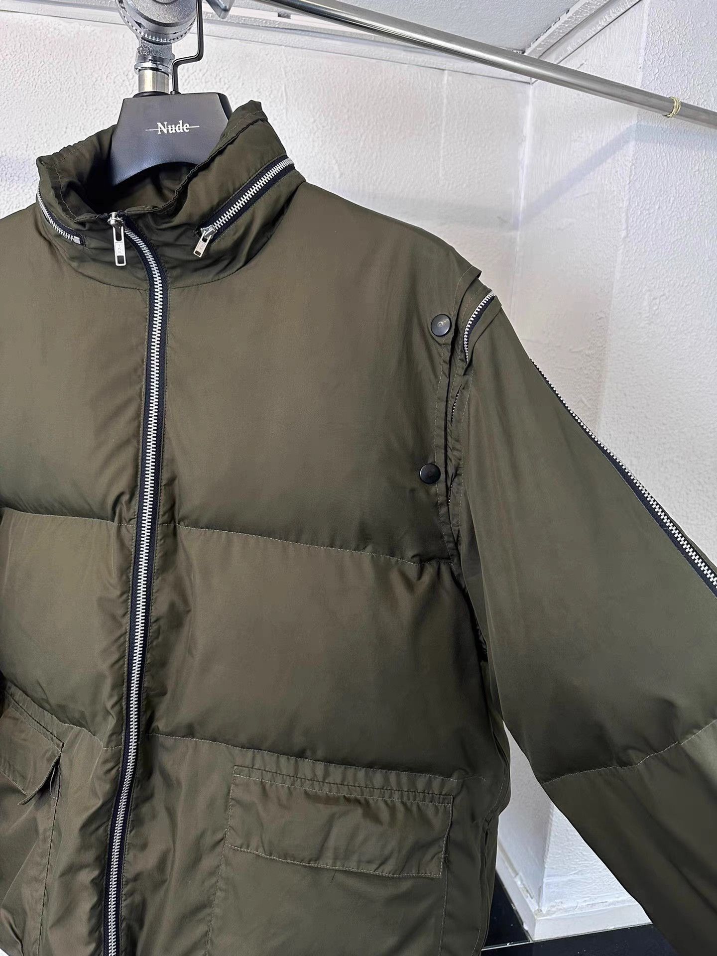 Yohji Yamamoto Green Puffer Jacket with Side Zippers Size US M / EU 48-50 / 2 - 2 Thumbnail