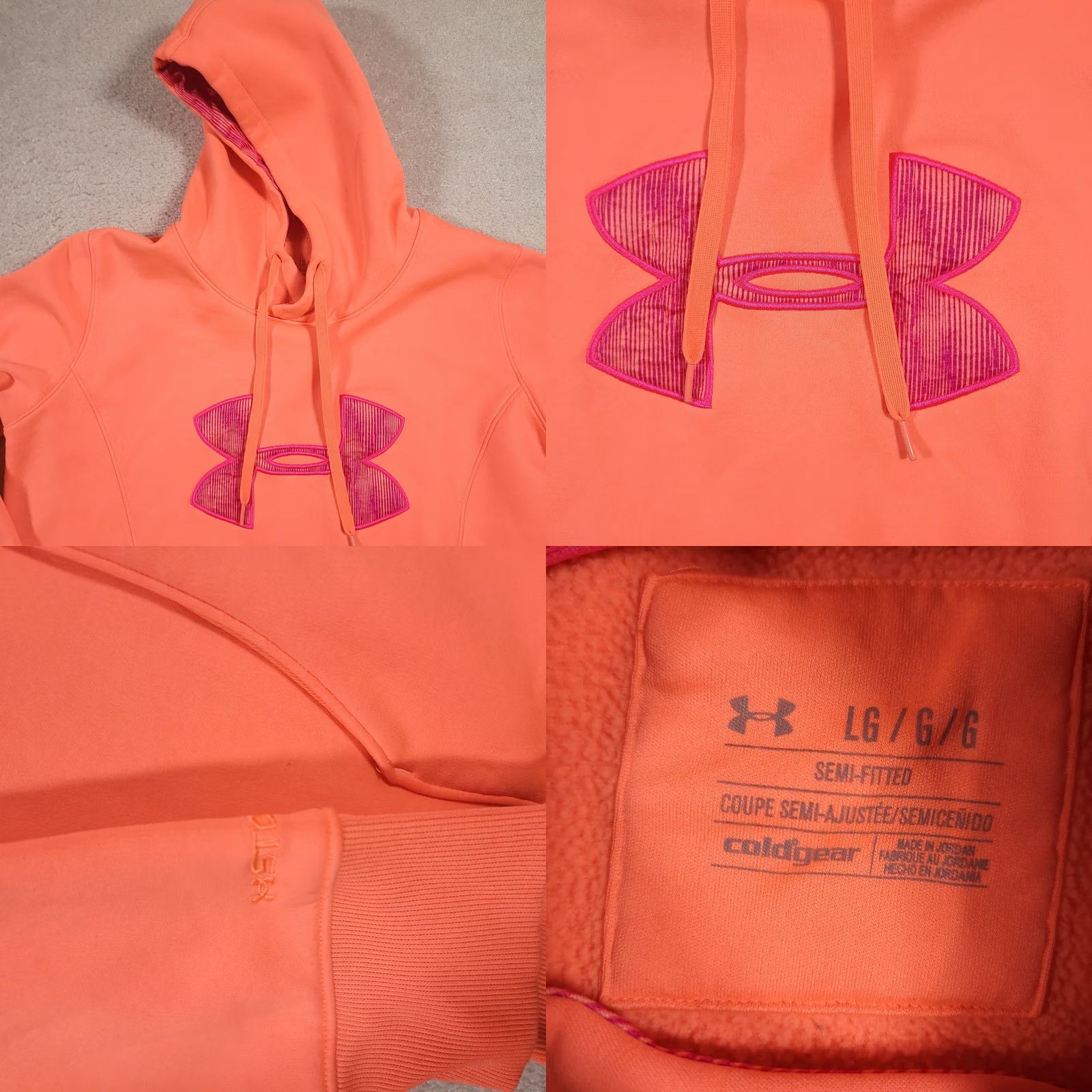 Under Armour Under Armour Hoodie Womens L Orange Fleece Hooded Sweatshirt Embroidered Logo Size L / US 10 / IT 46 - 8 Thumbnail