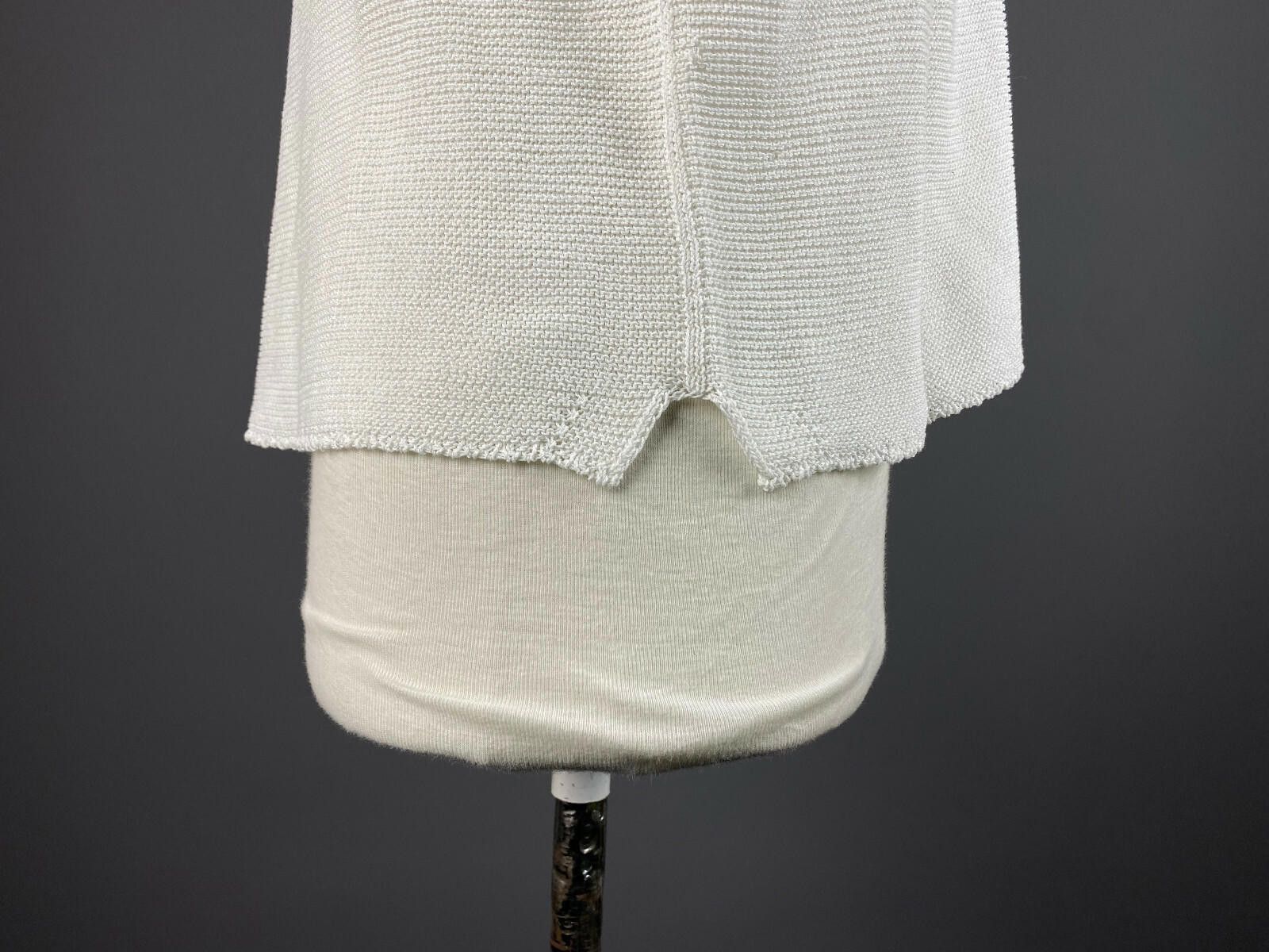 Oscar De La Renta Oska White Cotton Crew Neck Knited Blouse Shirt Size M / US 6-8 / IT 42-44 - 5 Thumbnail