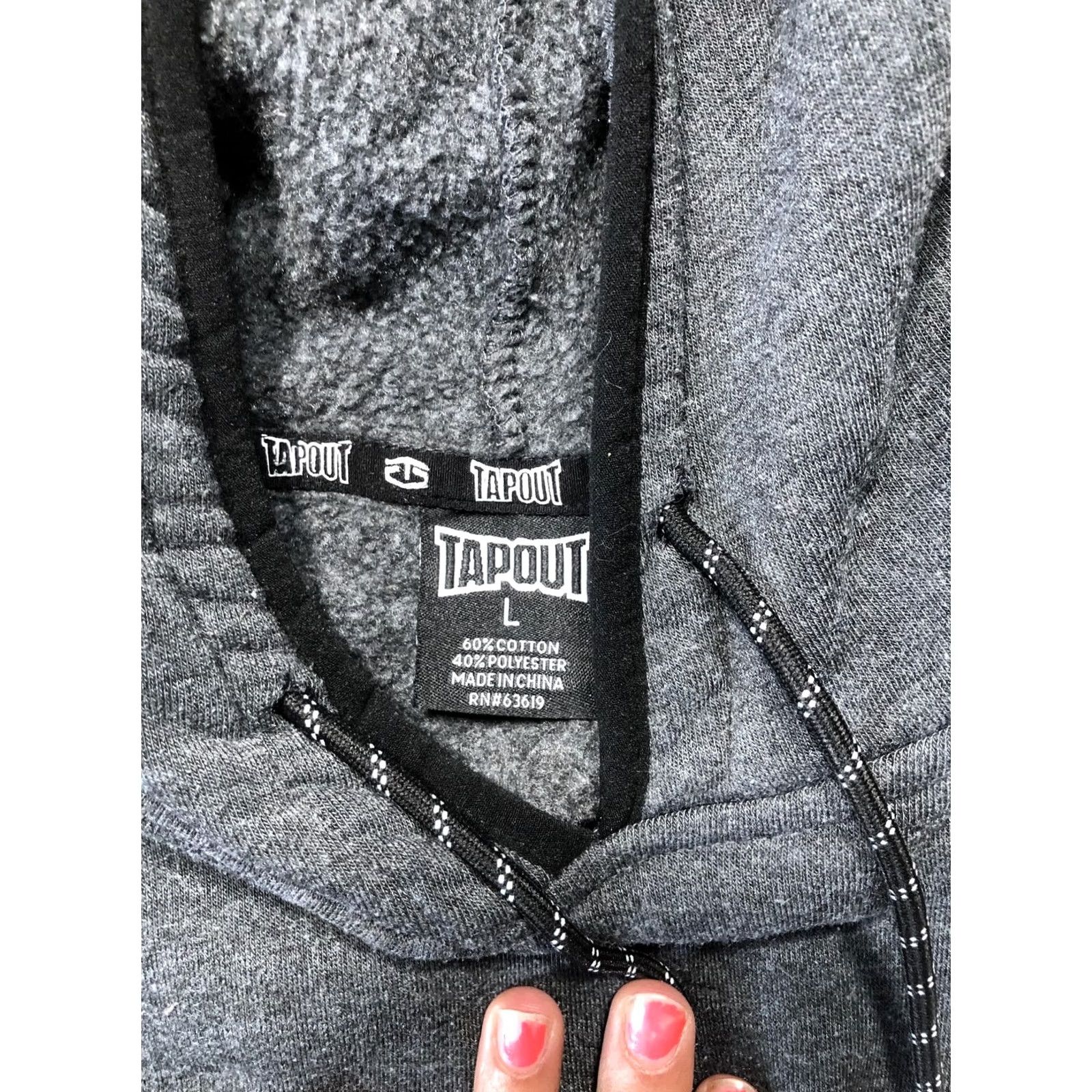 Tapout Tapout Hoodie Mens Large Gray Fleece Pullover Graphic Logo Sweatshirt Crew Neck Pocket Long Sleeve Size US L / EU 52-54 / 3 - 4 Thumbnail