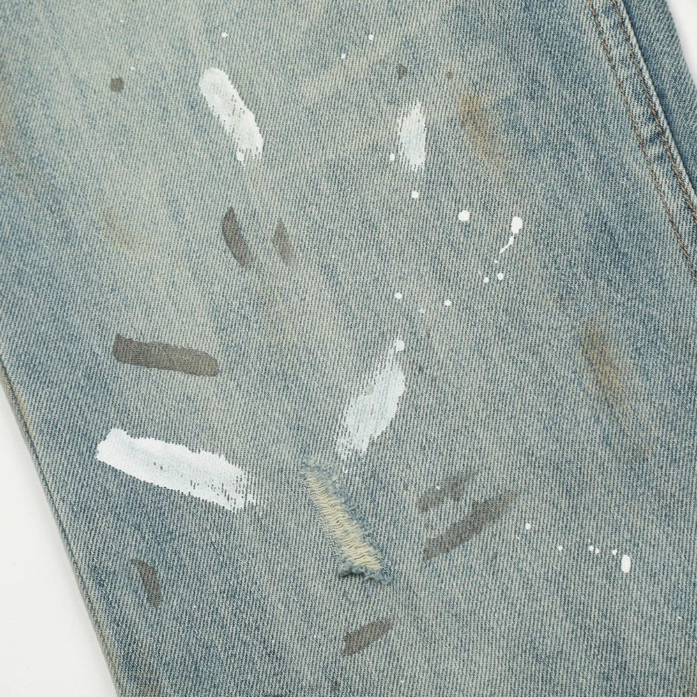 Jean Men's punk loose washed wide-leg ink-splashed jeans Size US 32 / EU 48 - 5 Thumbnail