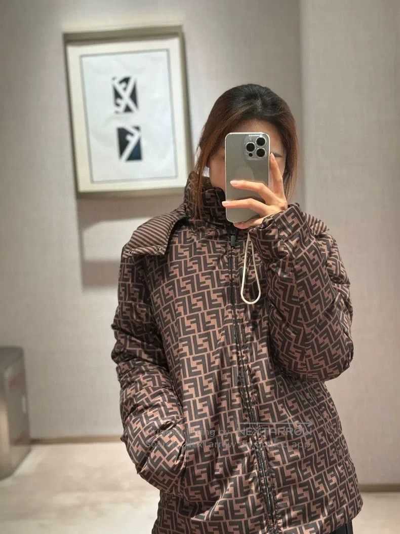 Fendi Fendi Double F Brown Printed Two-Sided Puffer Jacket, Two- Size US L / EU 52-54 / 3 - 8 Thumbnail