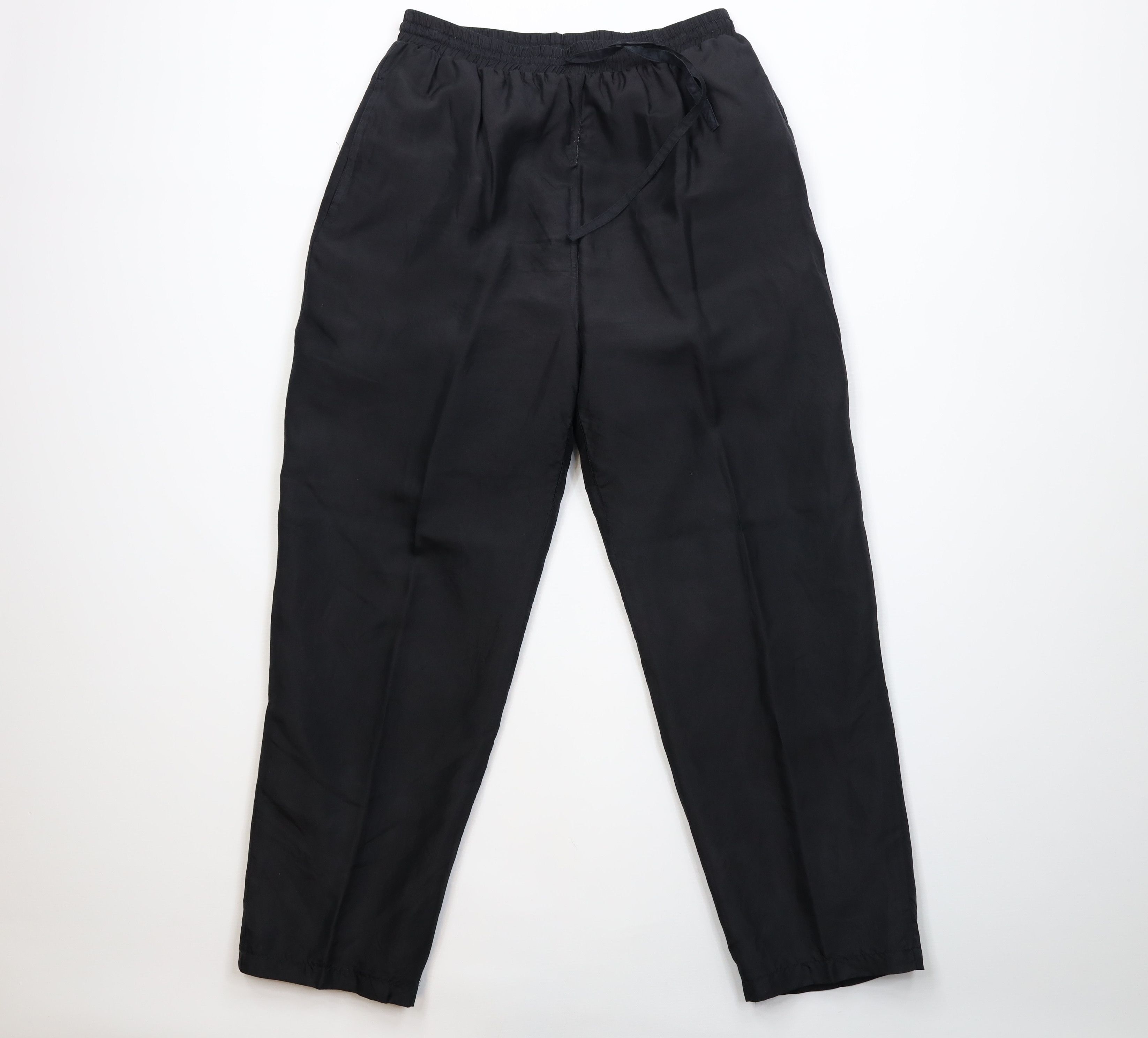 Vintage Vintage 90s Streetwear Blank Silk Wide Leg Pants Black Size 28" / US 6 / IT 42 - 1 Thumbnail