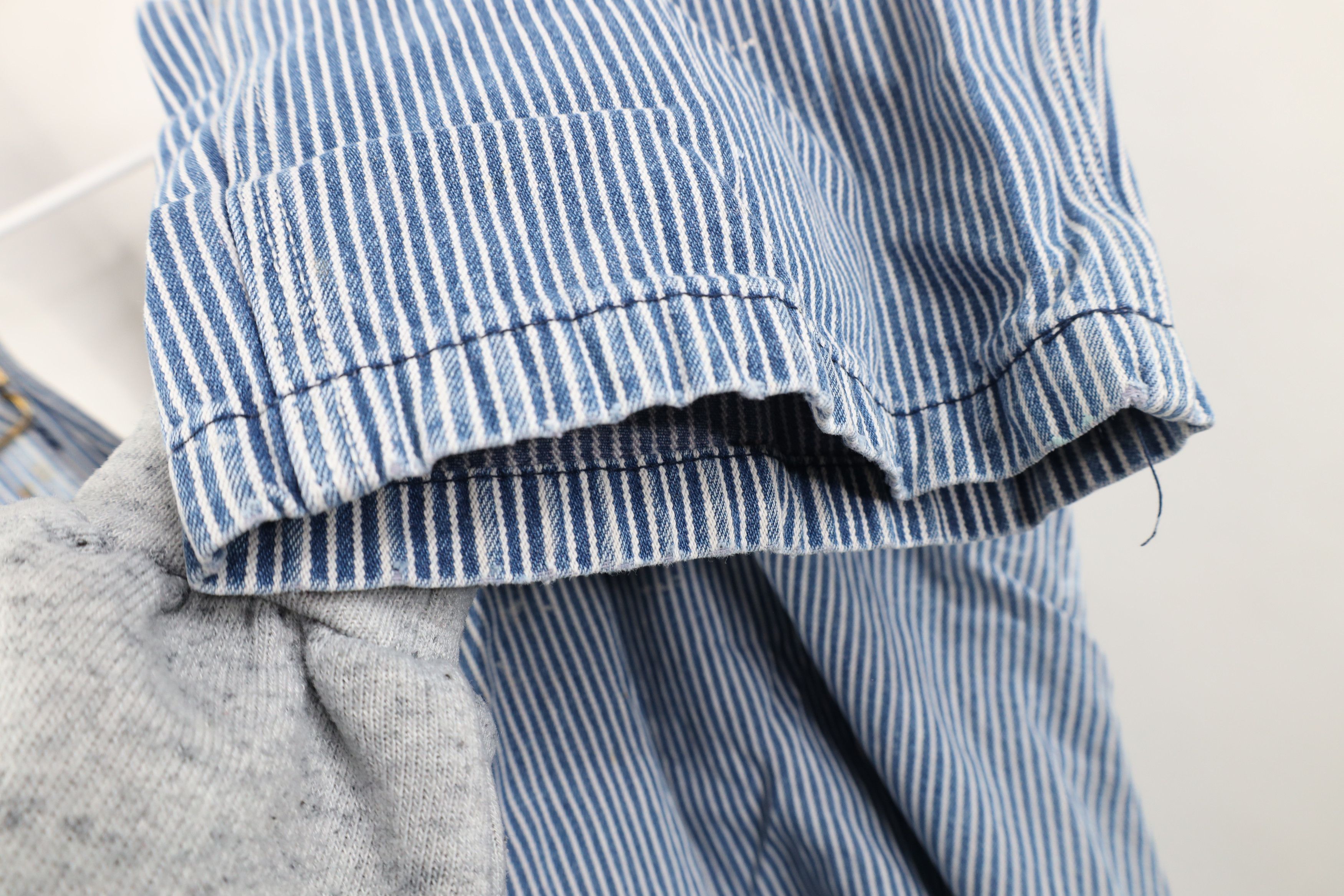 Vintage Vintage 90s Streetwear Thrashed Hickory Striped Overalls Size US 42 / EU 58 - 5 Thumbnail