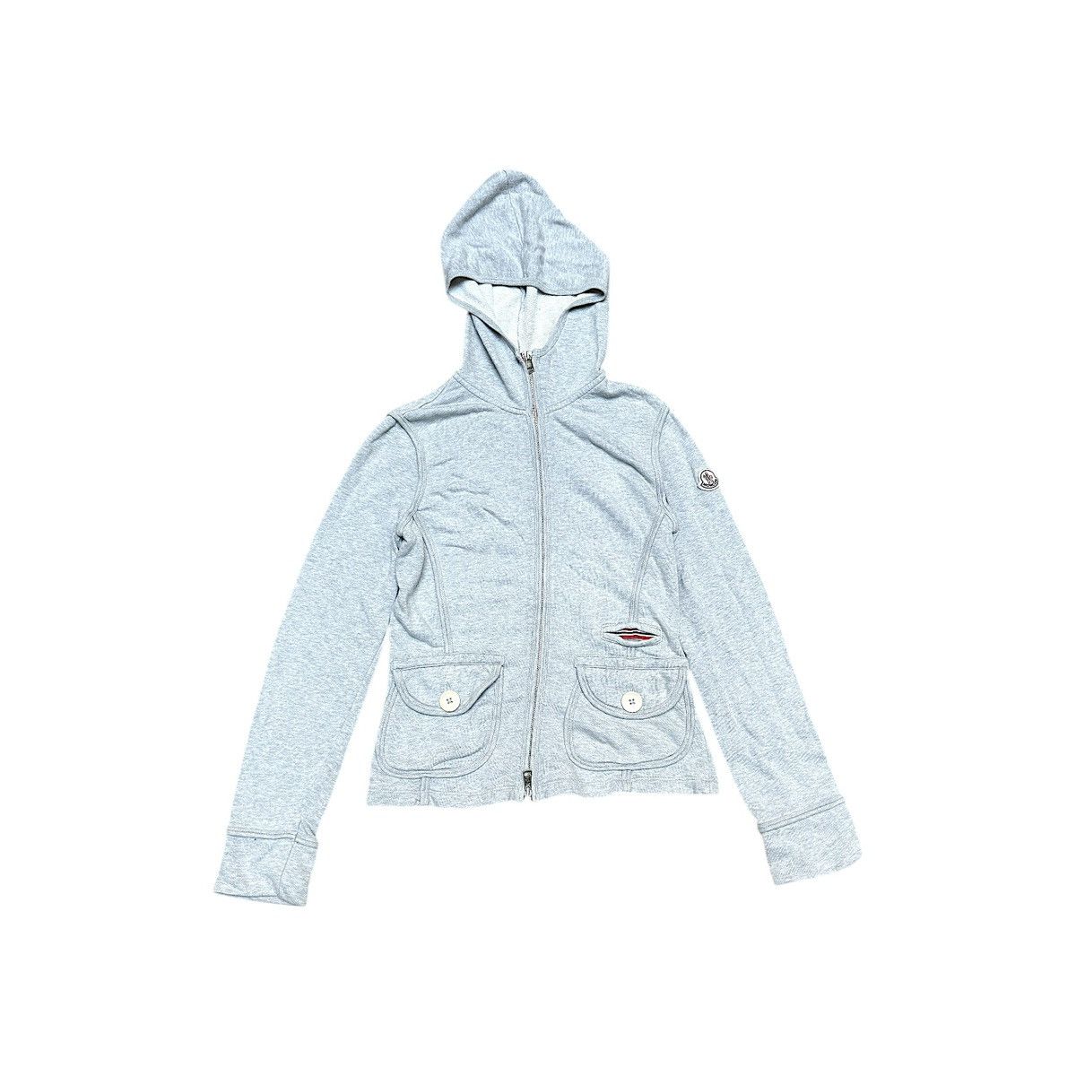 Moncler Zip-Up Sweater Hoodie Women’s Size L in Gray, Women's