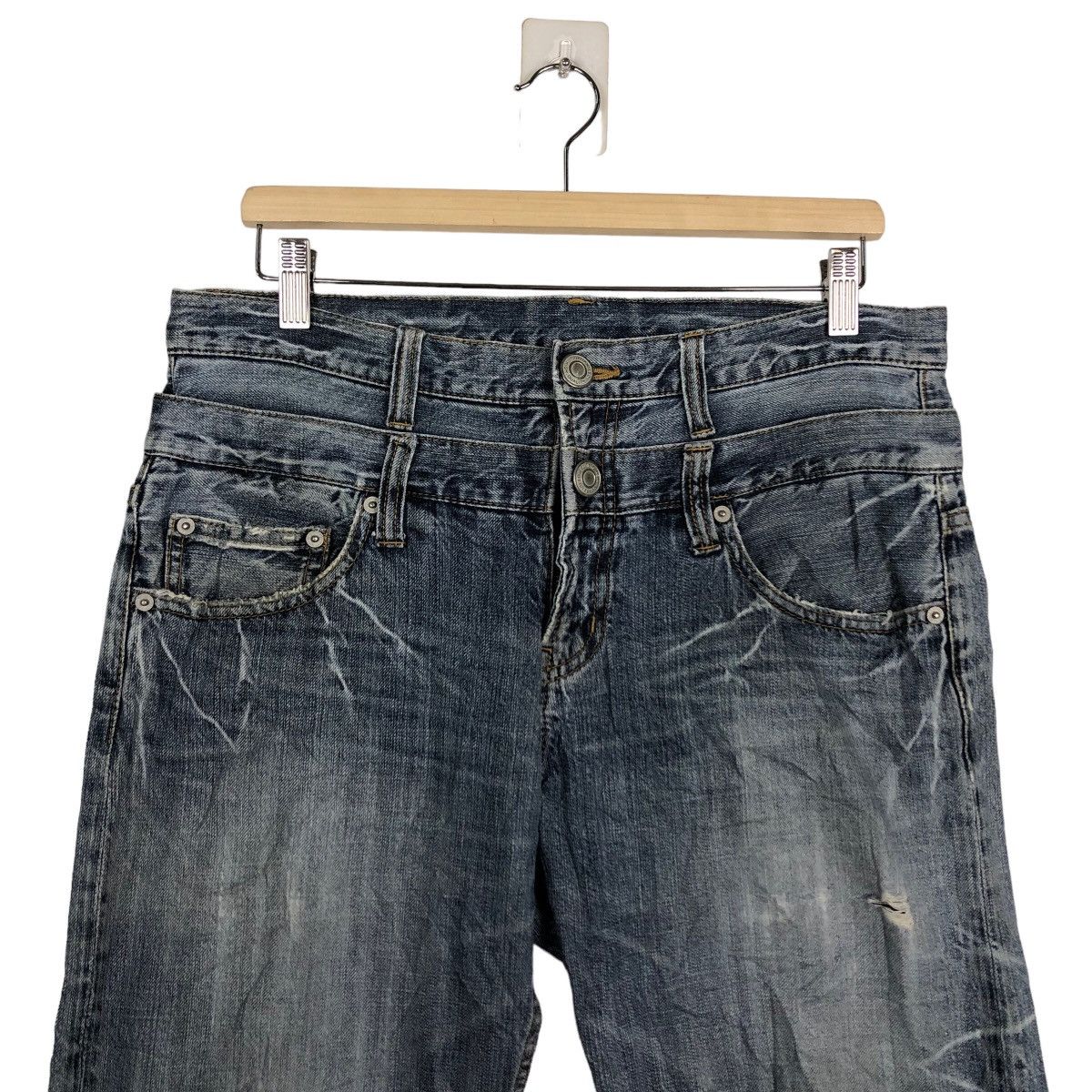 Japanese Brand Rare Distressed Denim Jeans Punk Design Inspire IsseyMiyake Size US 34 / EU 50 - 3 Thumbnail