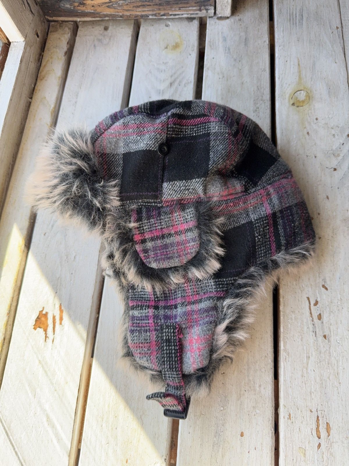 Japanese Brand Y2K Vintage Fuzzy Hat Mohair knit Ushanka Trapper hat retro Size ONE SIZE - 7 Thumbnail