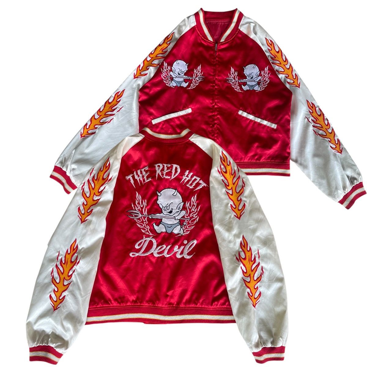 Hysteric Glamour Red Hot Devil Flame Embroidery Sukajan Souvier Bomber Jacket Size US S / EU 44-46 / 1 - 1 Thumbnail