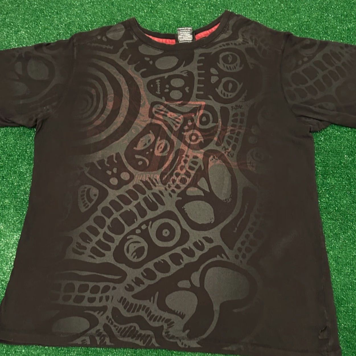 Harley Davidson VINTAGE Harley-Davidson All Over Print AOP Skull Skulls Biker Shirt Mens XL Black T-Shirt Size US XL / EU 56 / 4 - 4 Thumbnail