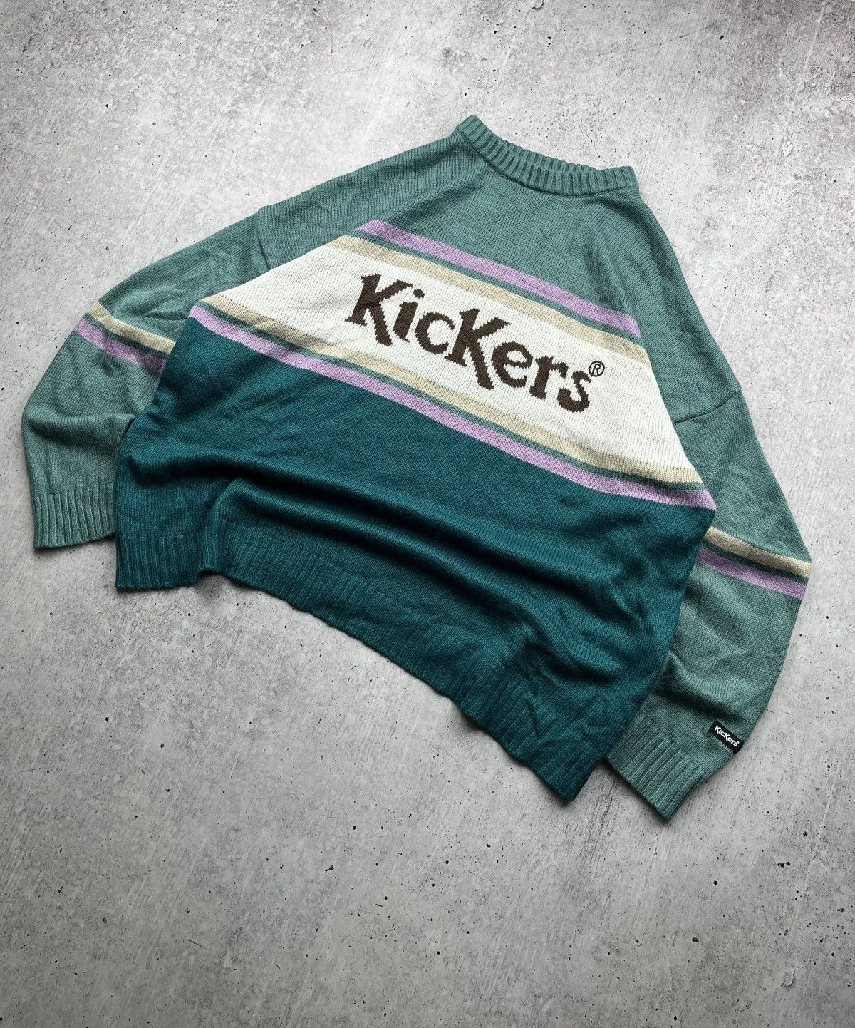 Kickers Vintage 90s Kickers Rare Big Logo Knitted Sweater Streetwear Size US L / EU 52-54 / 3 - 2 Thumbnail