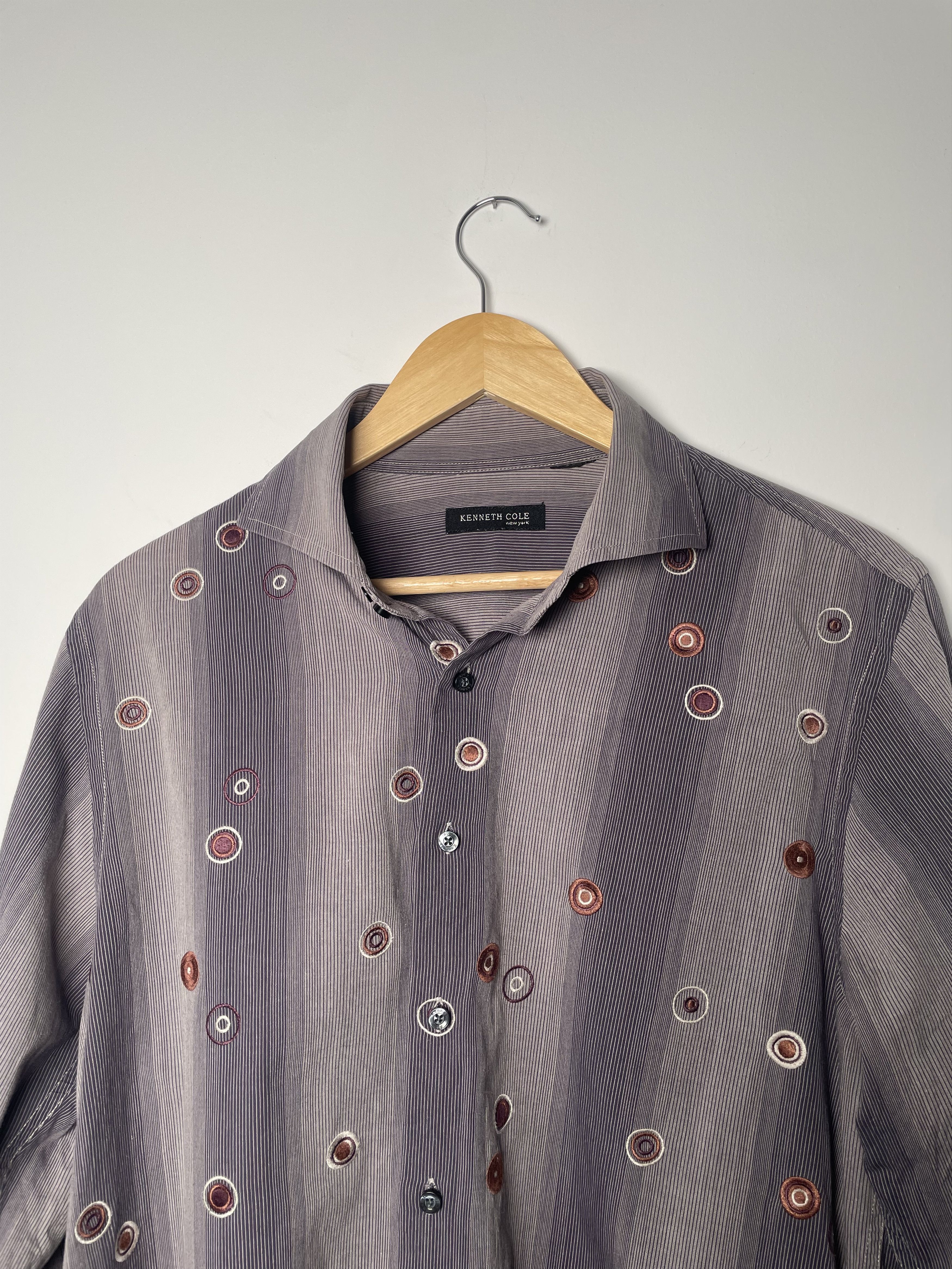 Kenneth Cole Periwinkle Circle Embroidered Kenneth Cole Shirt M Size US M / EU 48-50 / 2 - 2 Thumbnail