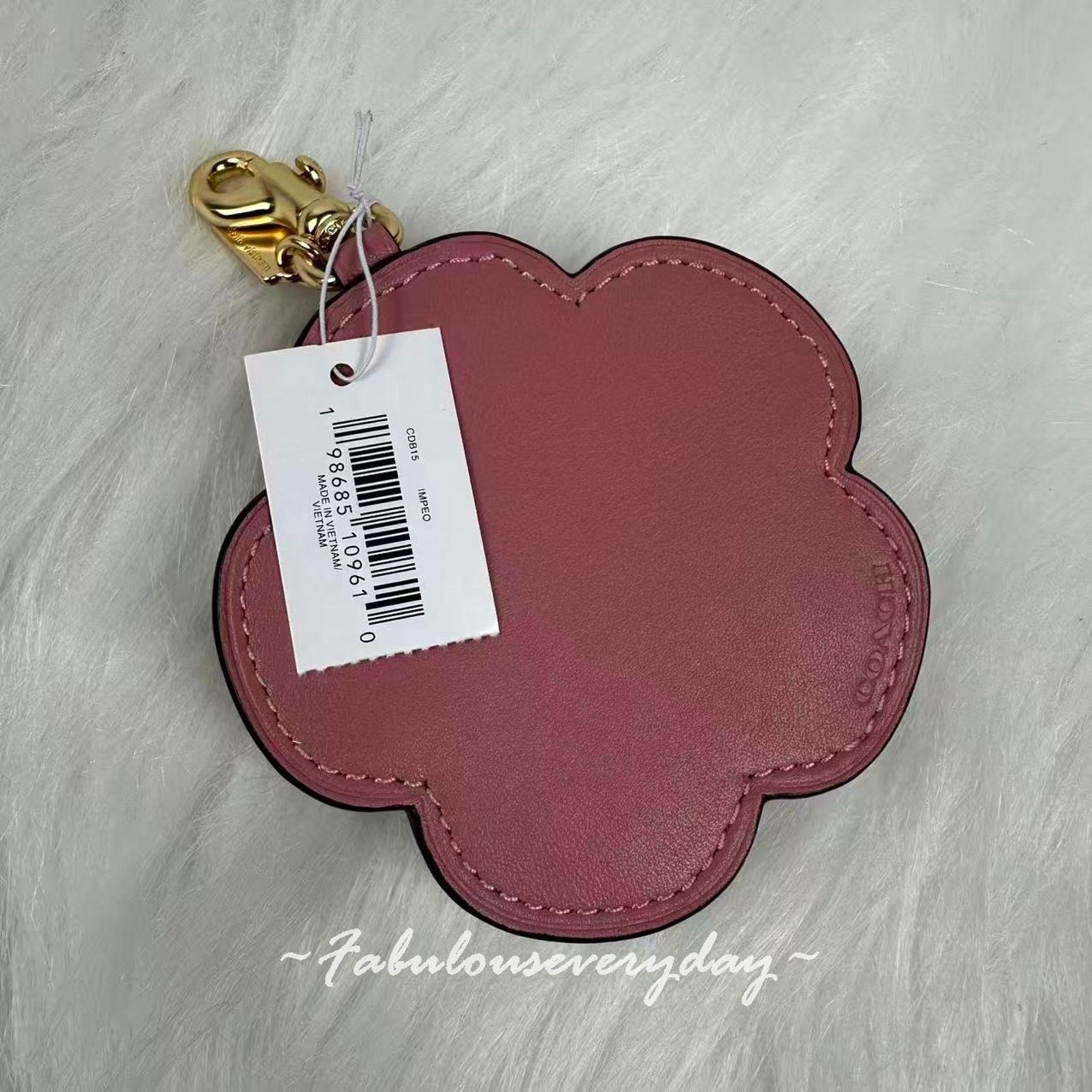 Coach Coach Tea Rose Bag Charm In Leather/Gold/Peony Coach Pouch Size ONE SIZE - 4 Thumbnail