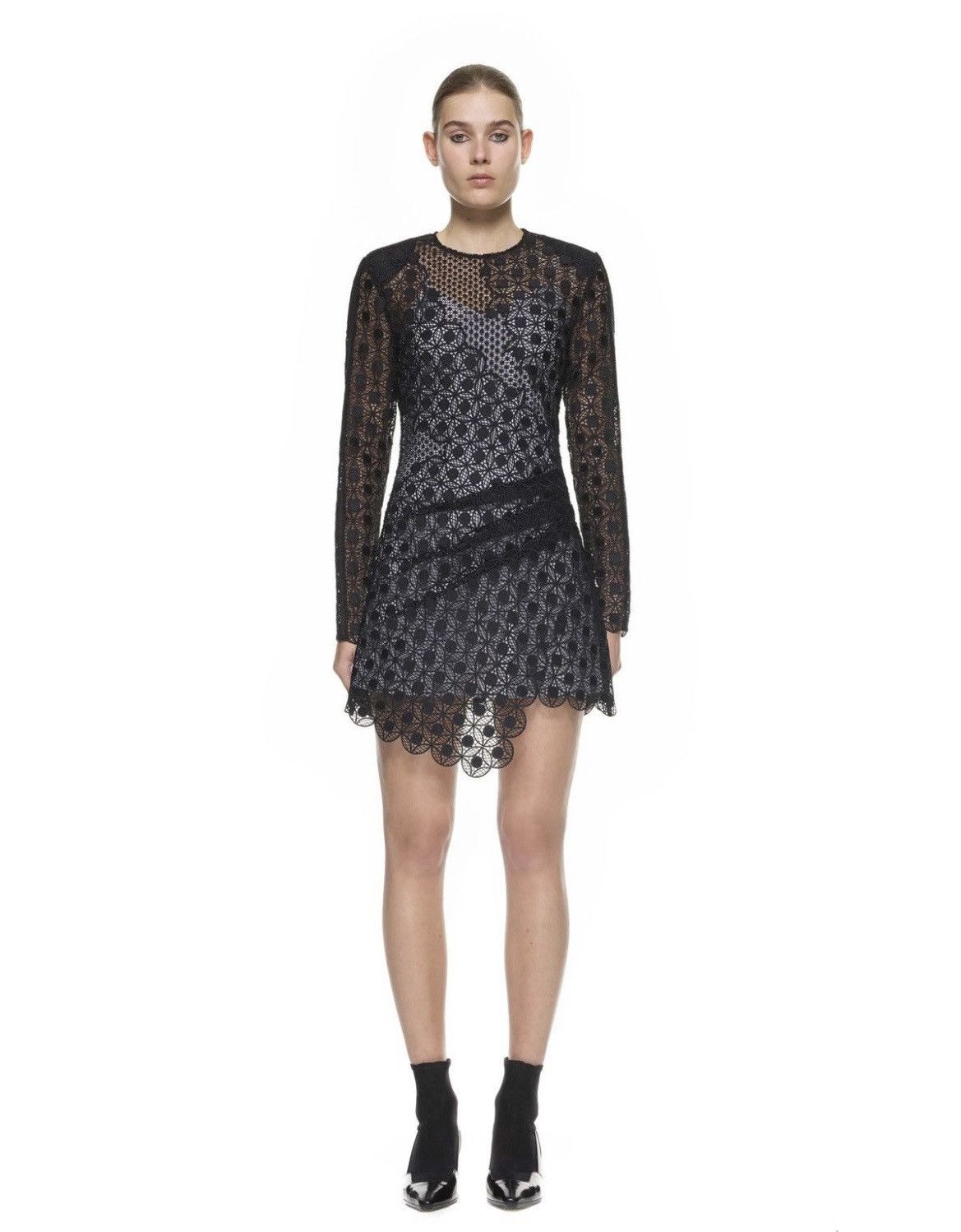 Self-Portrait Self-Portrait Strike Guipure Lace Mini Dress Black Size M / US 6-8 / IT 42-44 - 1 Thumbnail