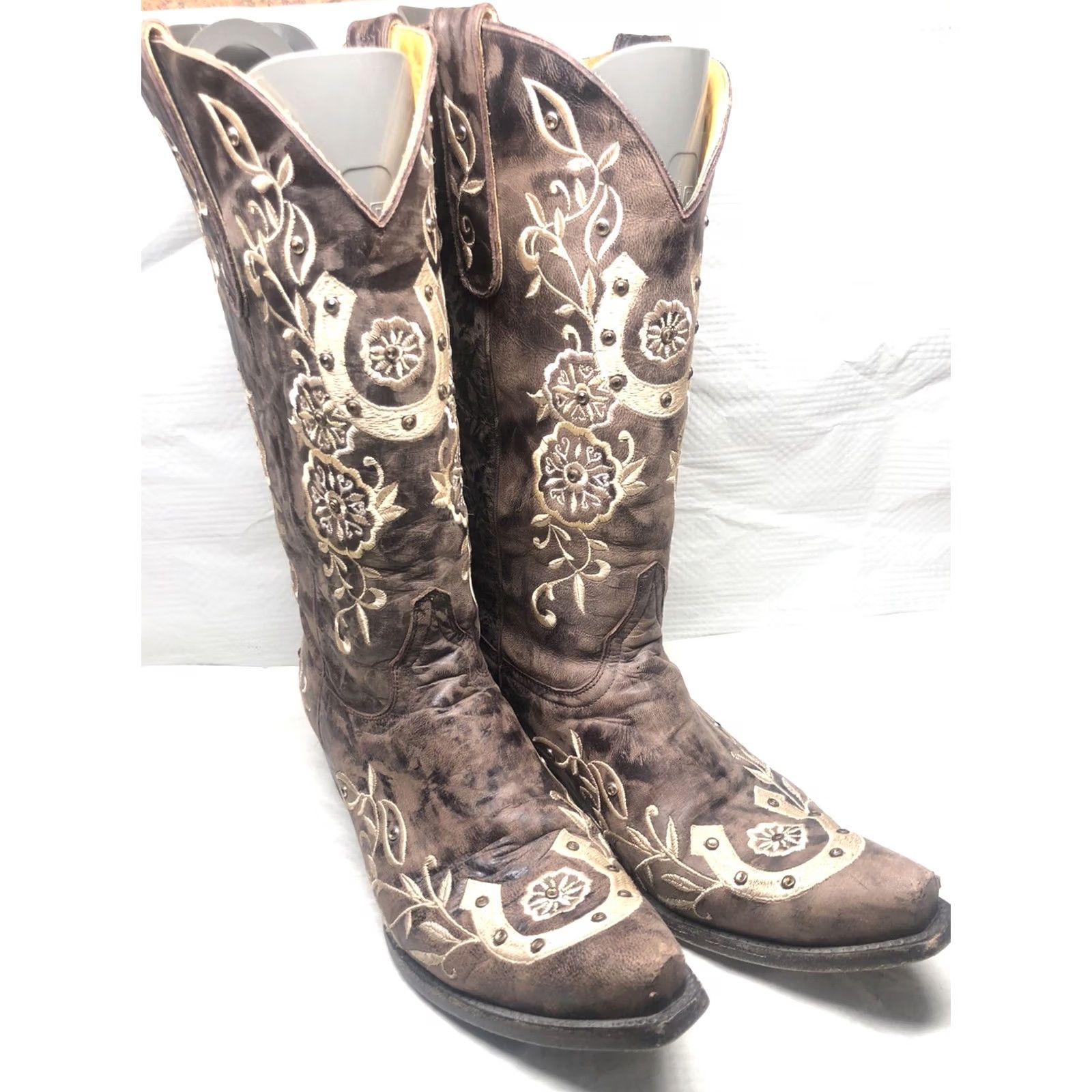 Old Gringo Old Gringo Lucky Horseshoe Cowgirl Boots Women’s 9.5 Chocolate Brown Snip Toe Size US 10 / IT 40 - 2 Thumbnail