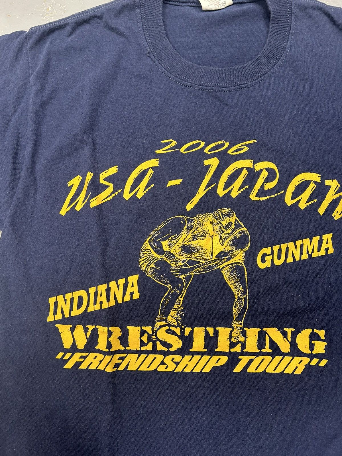 Japanese Brand × Vintage Crazy Vintage 90s Essential Navy Japanese Wrestling T-Shirt Size US M / EU 48-50 / 2 - 2 Thumbnail