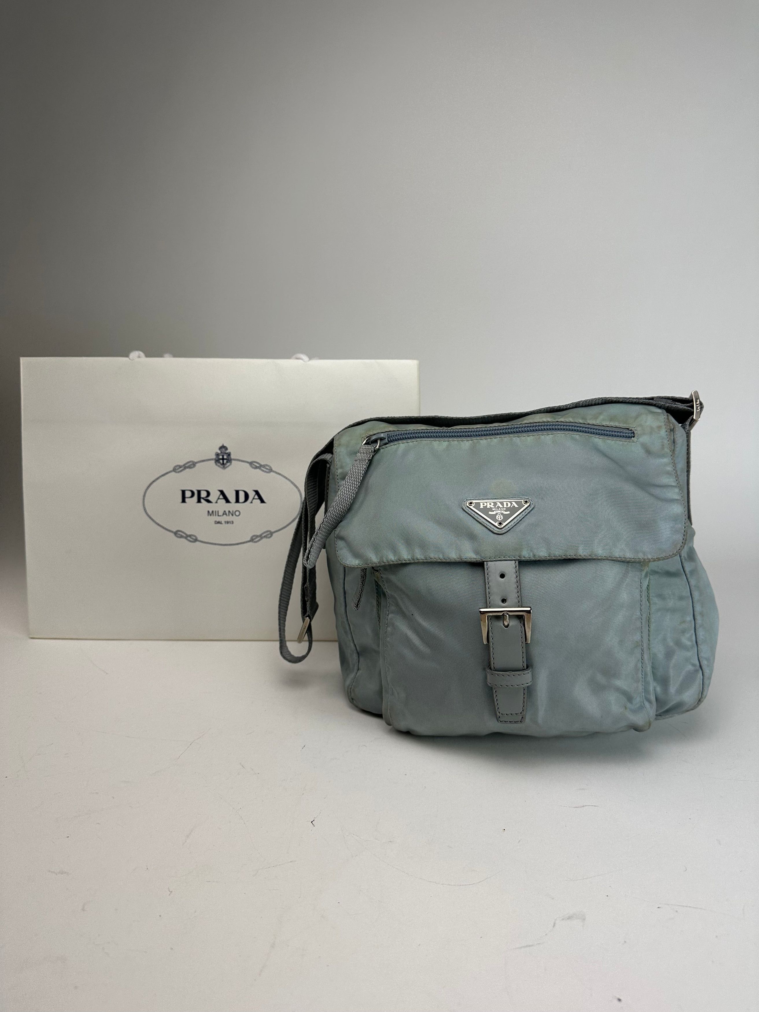 Prada Vintage Light Blue Polyester Crossbody Bag Size ONE SIZE - 1 Thumbnail