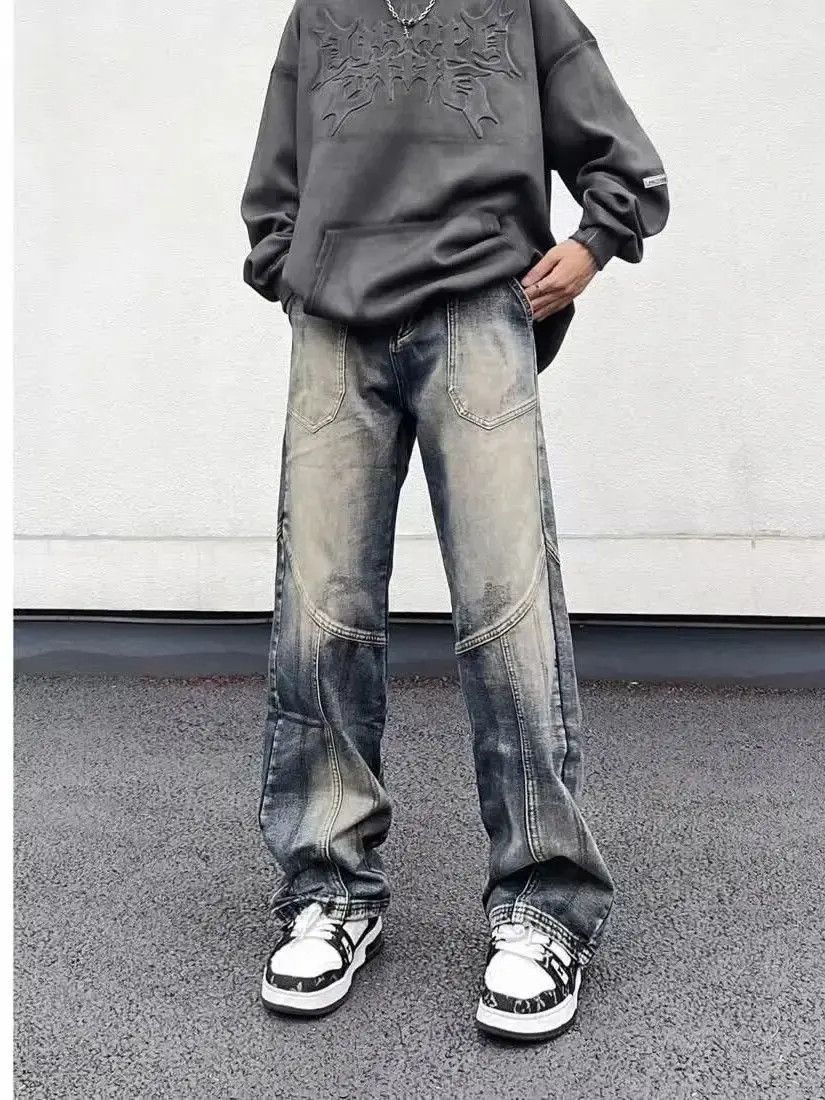 Japanese Brand Retro loose fitting wide leg patchwork jeans Size US 32 / EU 48 - 2 Thumbnail
