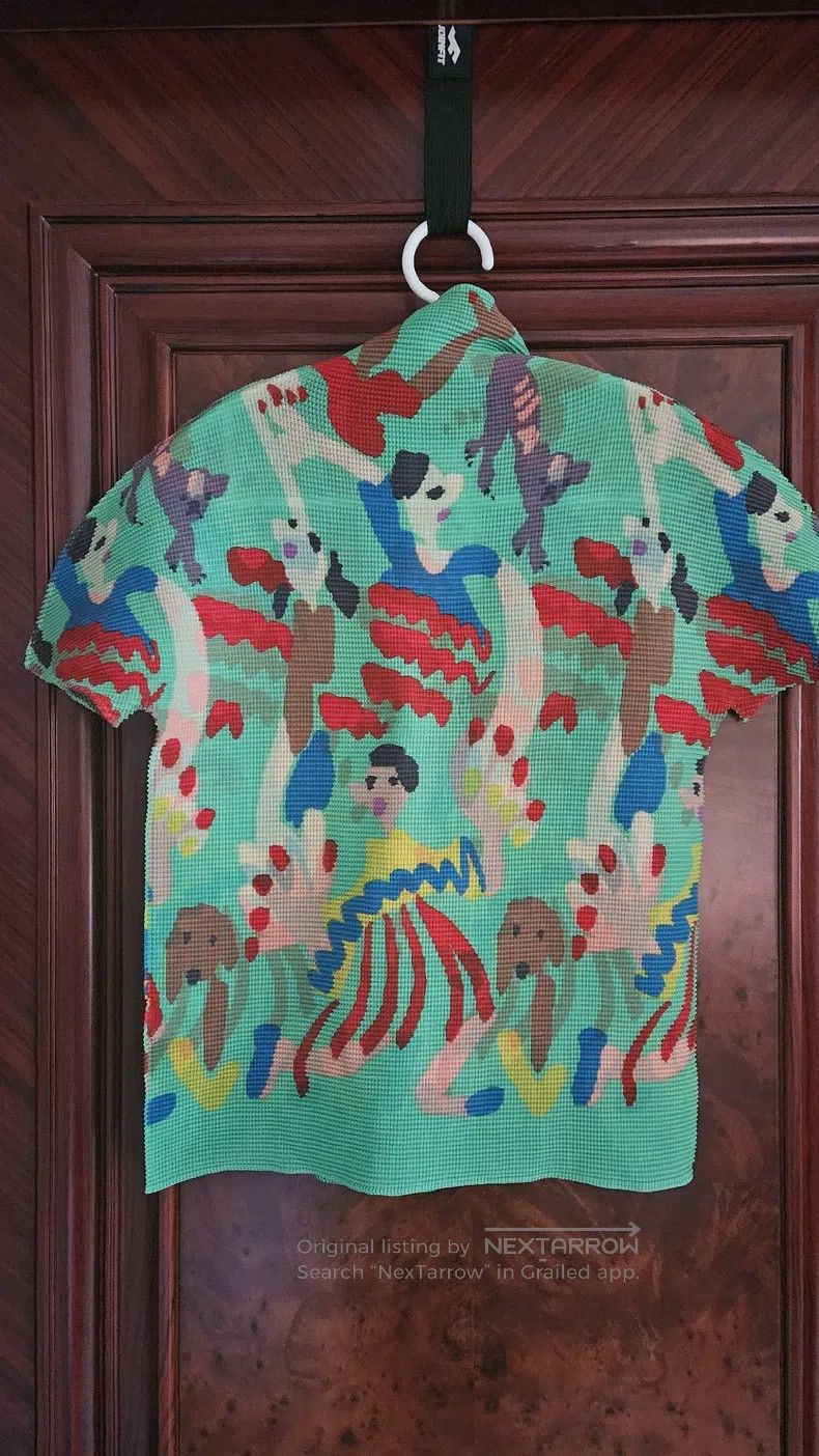 Issey Miyake Issey Miyake size:one size Green Floral Stand Collar Short Size XXS / US 00 / IT 34 - 2 Thumbnail