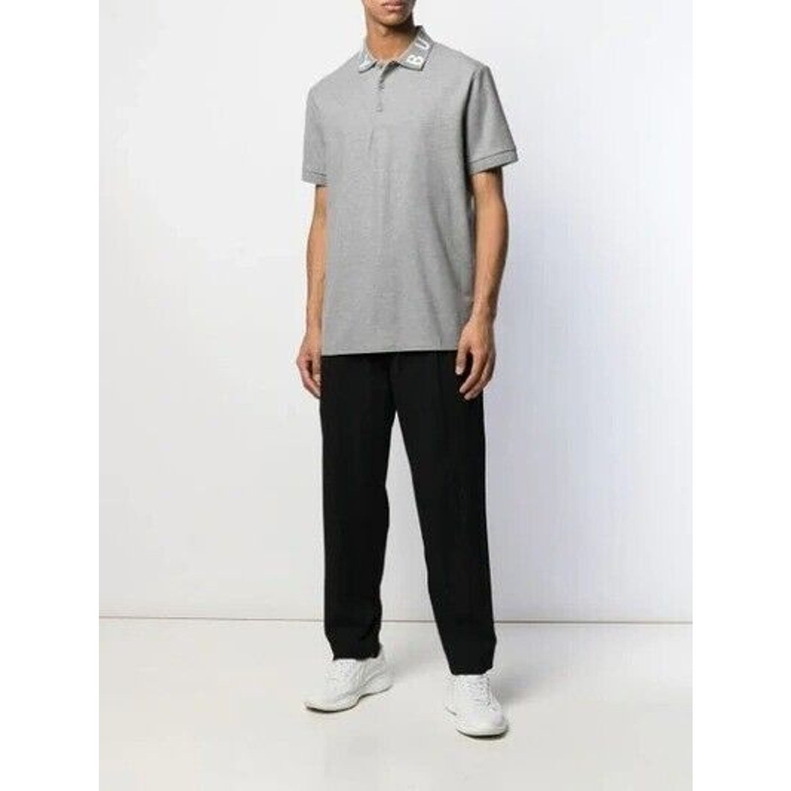Burberry BURBERRY RYLAN GRAY COTTON COLLAR LOGO SHORT SLEEVE SHIRT XL Size US XL / EU 56 / 4 - 2 Thumbnail
