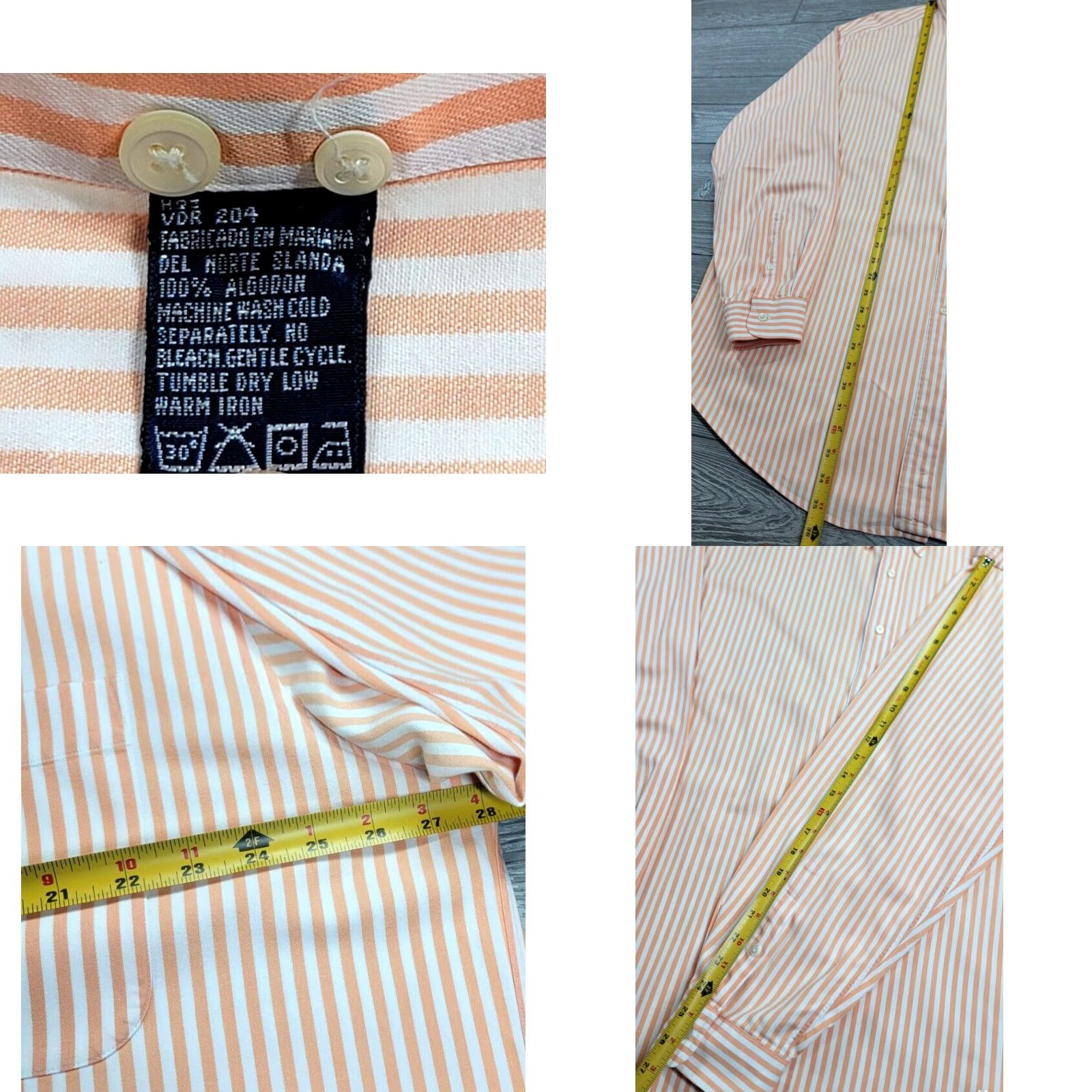 Nautica VINTAGE Nautica Button-Up Shirt XL Peach White Striped Long Sleeve Heavyweight Yacht Mens Size US XL / EU 56 / 4 - 9 Thumbnail