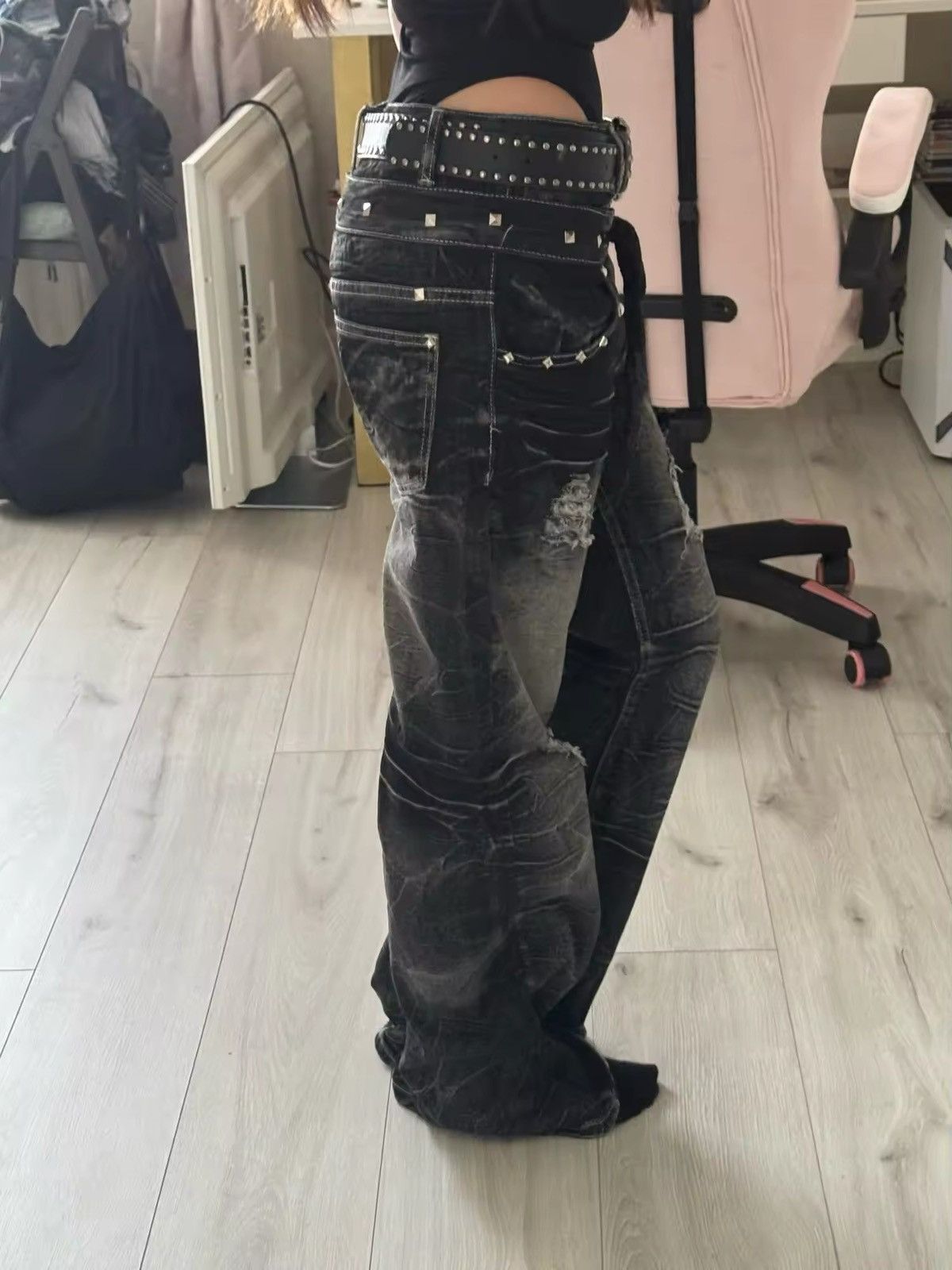 Japanese Brand × Vintage Y2K Washed Jeans Gothic Retro Size US 34 / EU 50 - 8 Thumbnail
