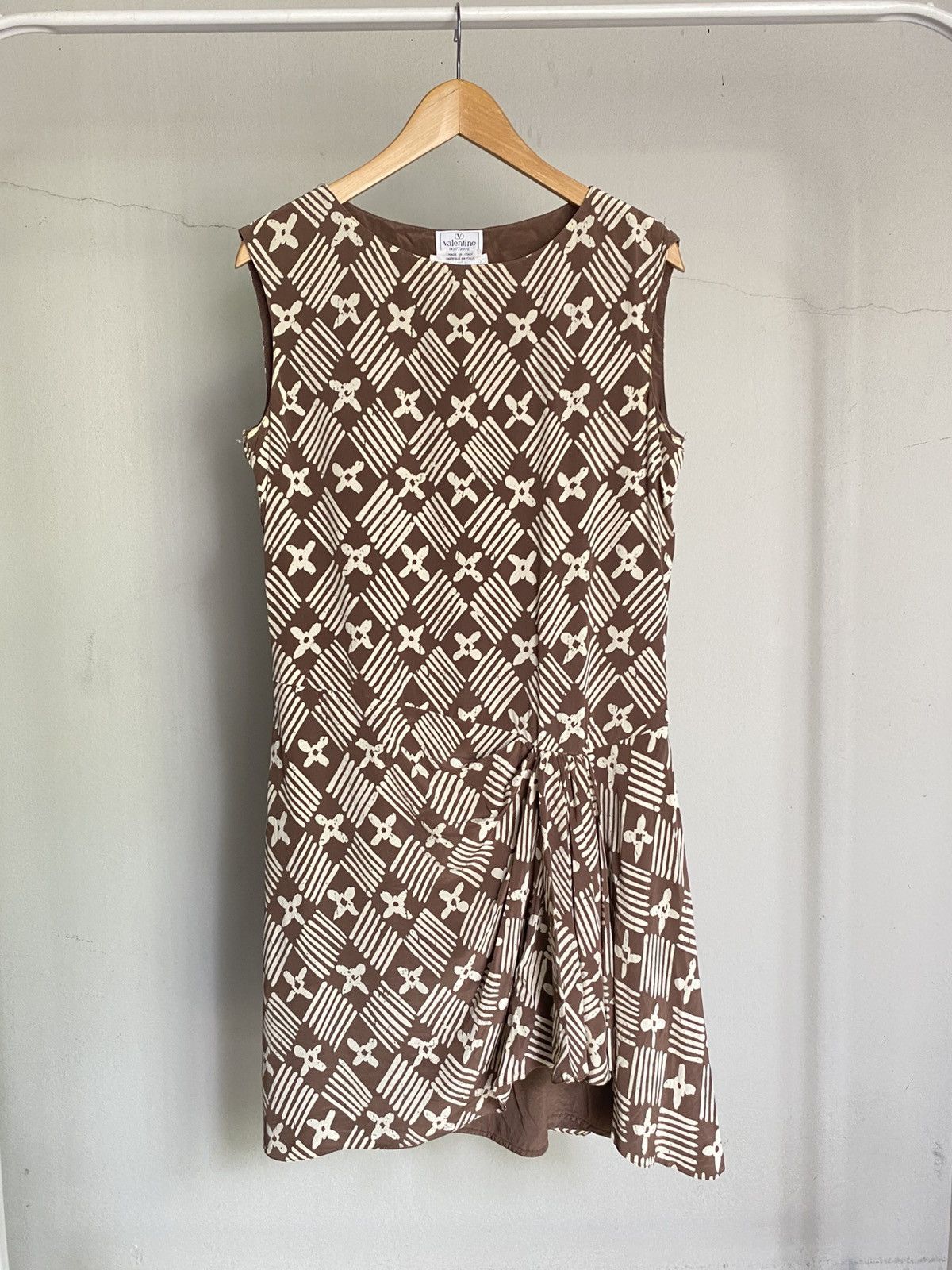 Valentino Valentino Boutique Brown and White Print Mini Dress Size ONE SIZE - 1 Thumbnail