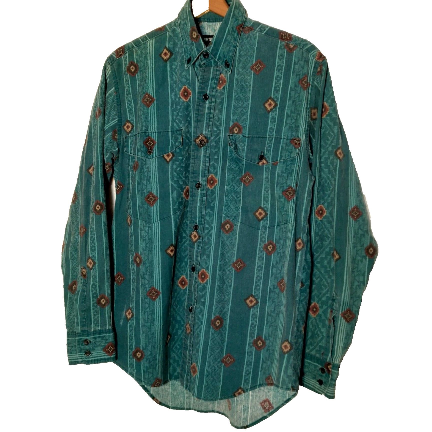 Altea VINTAGE Frontier Series Western Shirt S Teal Geometric Button-Up Casual Cowboy Ranchwear Mens Size US S / EU 44-46 / 1 - 3 Thumbnail