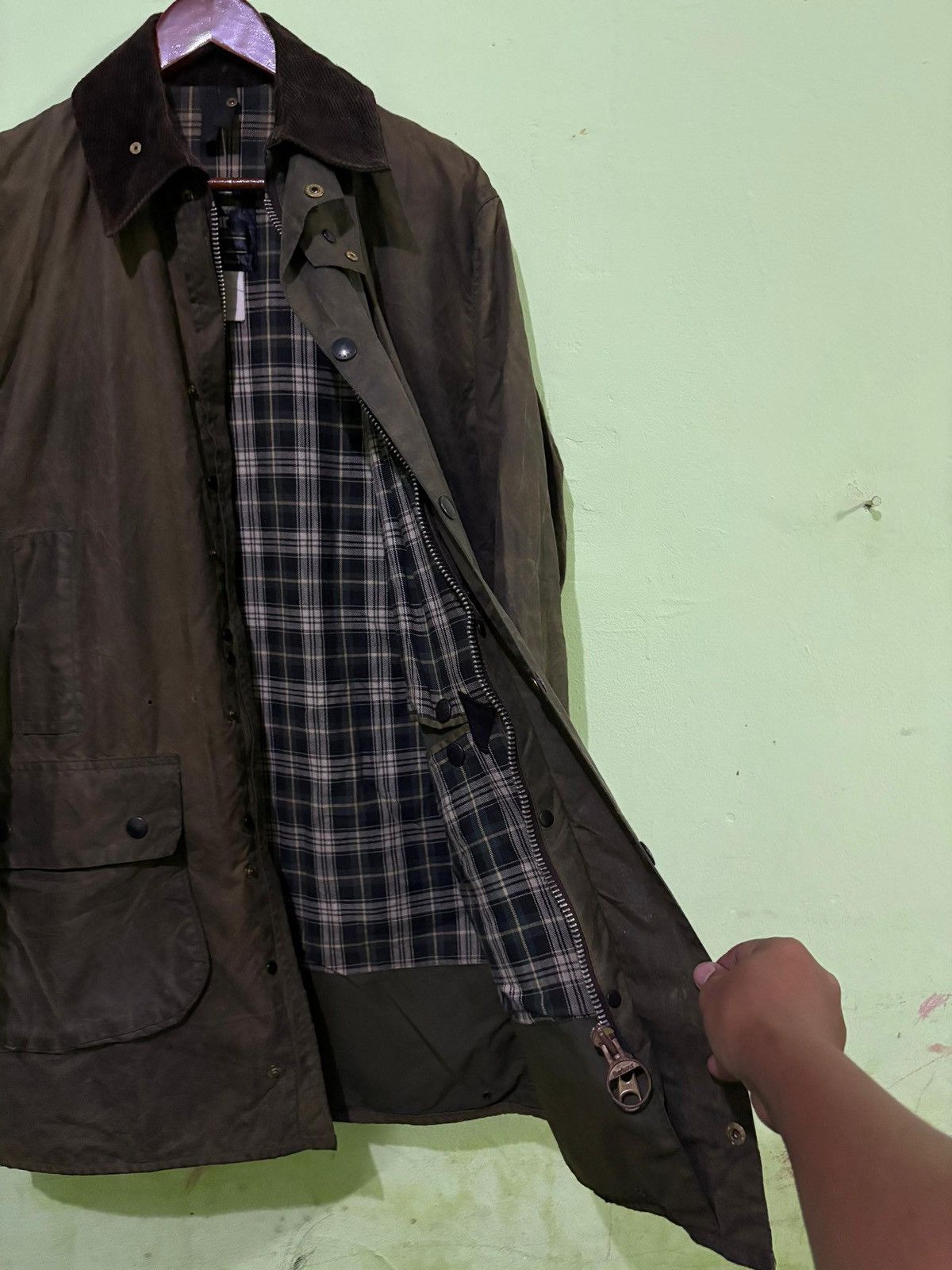 Barbour VTG 90's Barbour Border Cotton Waxed Jacket Hunting Jacket Size US L / EU 52-54 / 3 - 5 Thumbnail