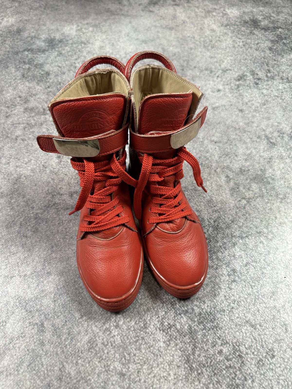 Vintage Y2K Vintage Leather Red High Sneakers Streetwear Opium Vamp Size US 6 / IT 36 - 4 Thumbnail