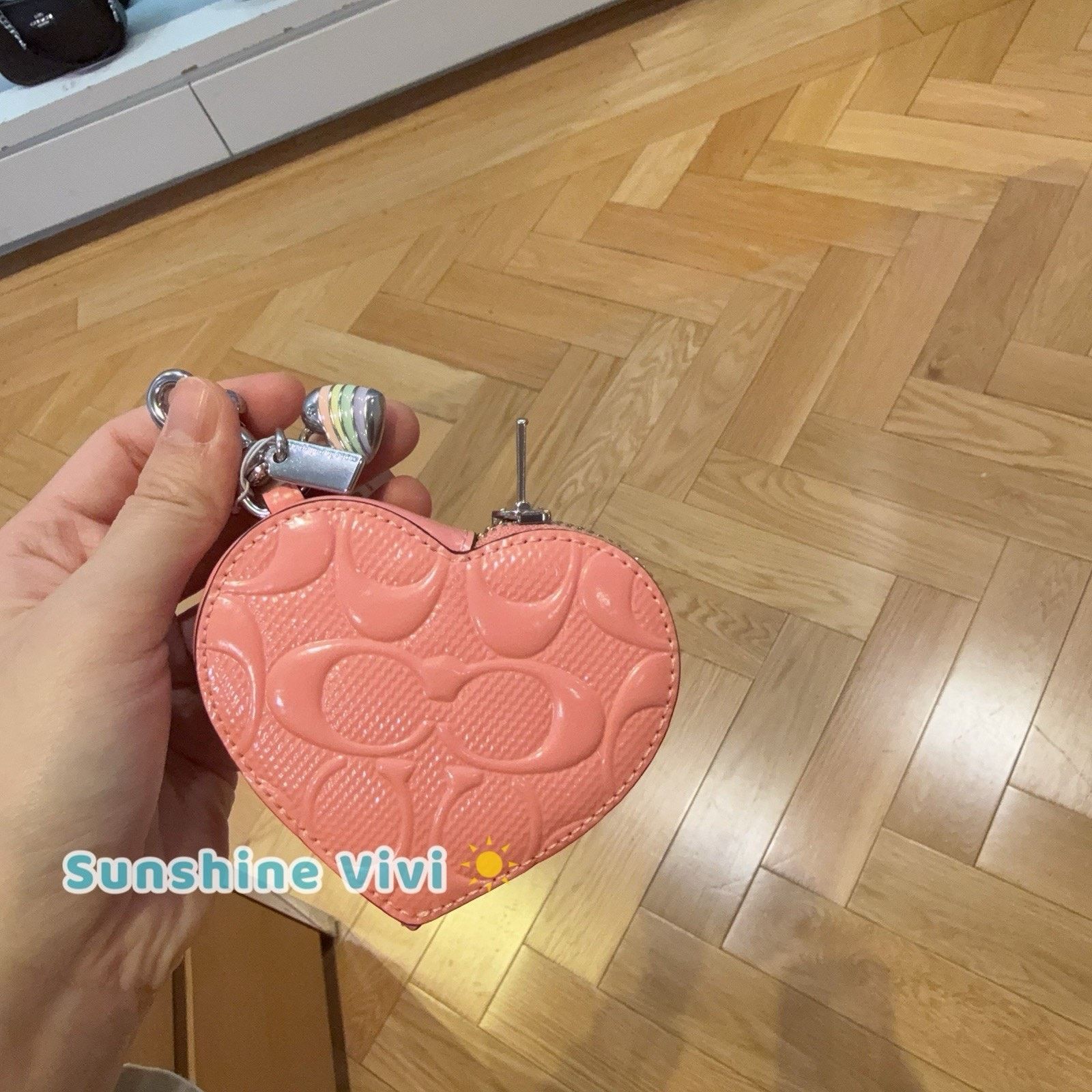 Coach NWT COACH Heart Bag Charm Signature Leather CDD04 Pink Size ONE SIZE - 5 Thumbnail