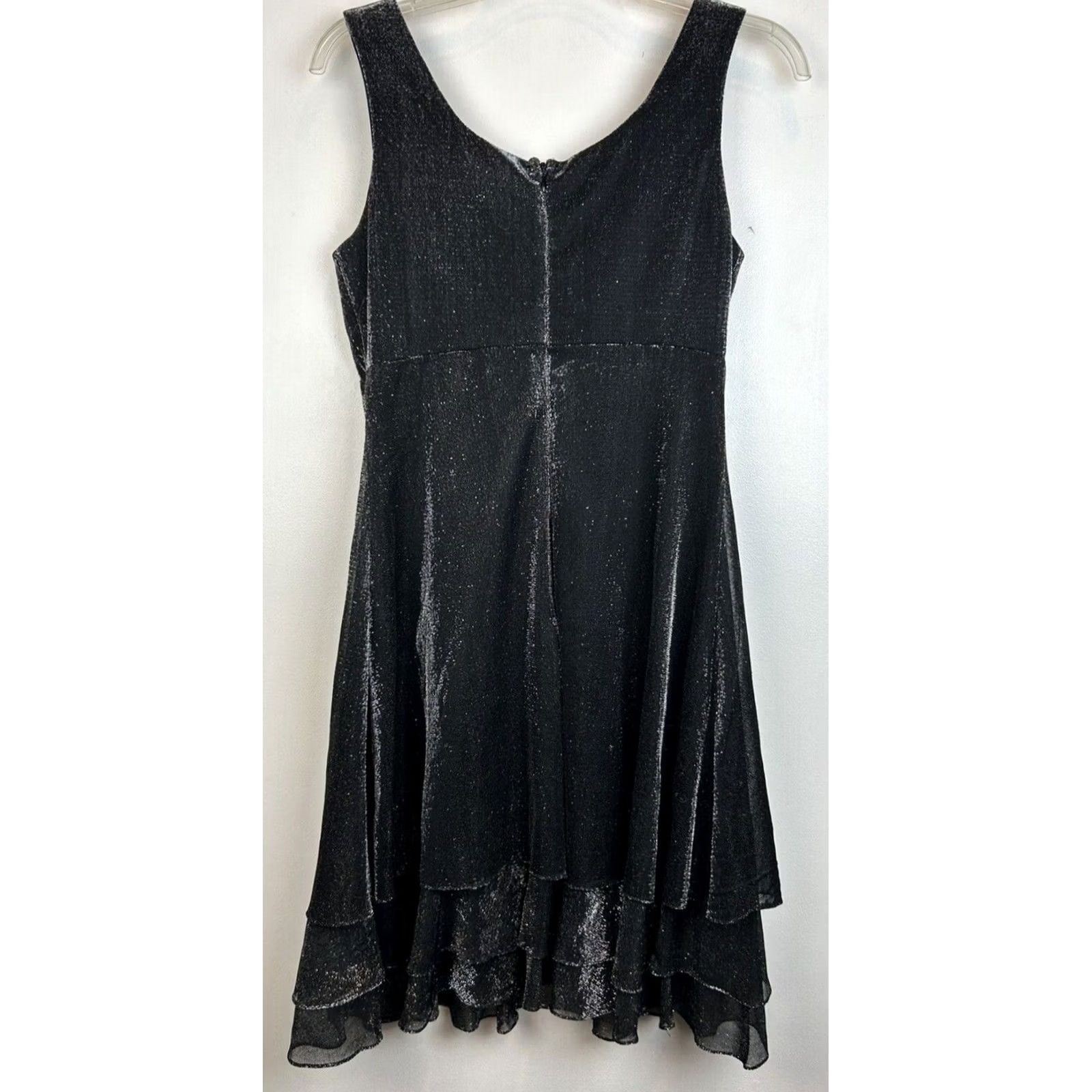 Vintage VINTAGE Late Edition ltd Party Dress Empire 8 Evening Cocktail Dress Silver Black Gray Ruffle United States 1980s Womens Size M / US 6-8 / IT 42-44 - 2 Thumbnail