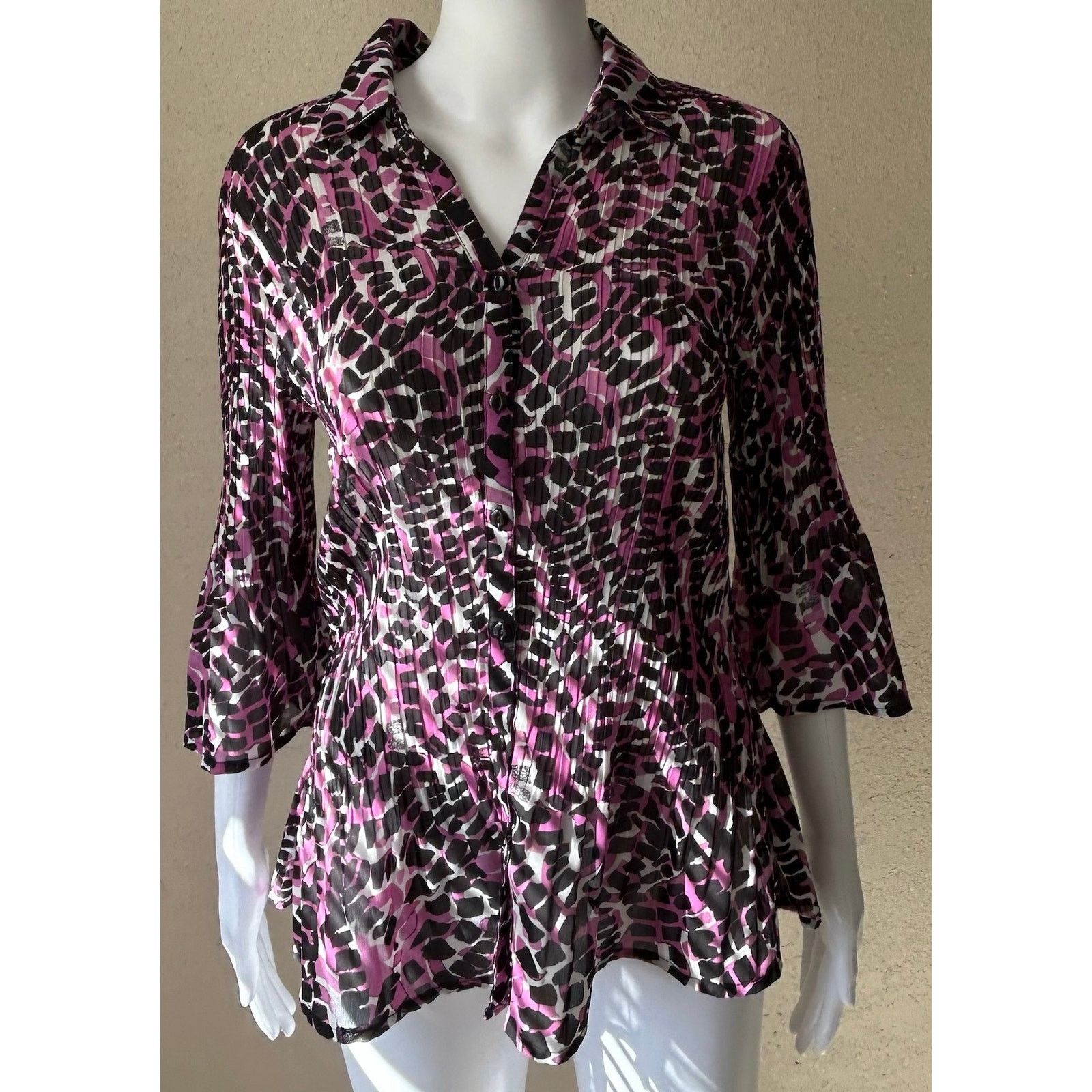 Other Fashion Bug | Vintage Abstract Allover Print Blouse | Medium Size M / US 6-8 / IT 42-44 - 1 Thumbnail
