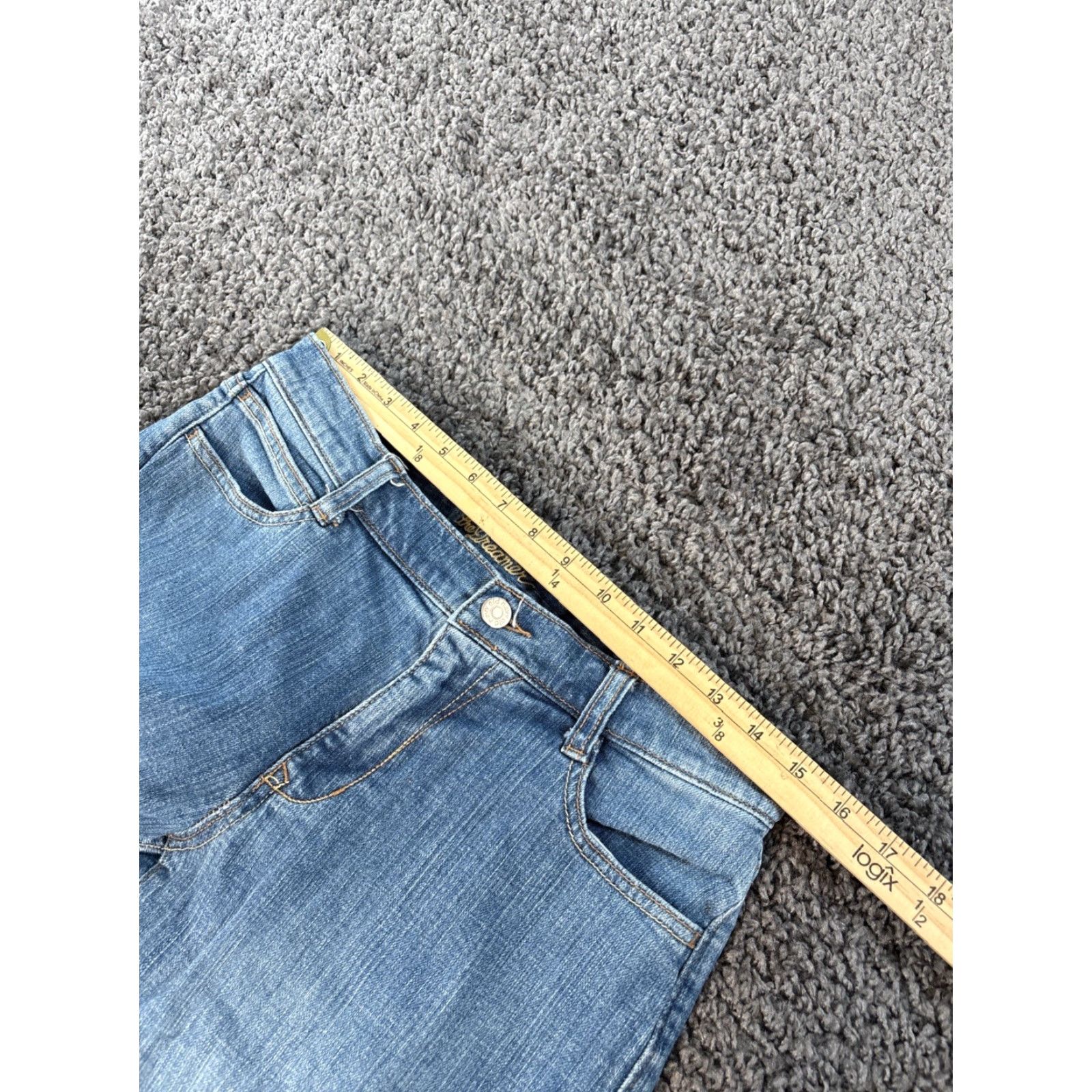 Old Navy VINTAGE Old Navy Jeans Womens 30x30 Low Rise Flare Pocket Blue Light Wash Distressed Boho Bootcut 30in Inseam Girls Womens Size 30" / US 8 / IT 44 - 4 Thumbnail