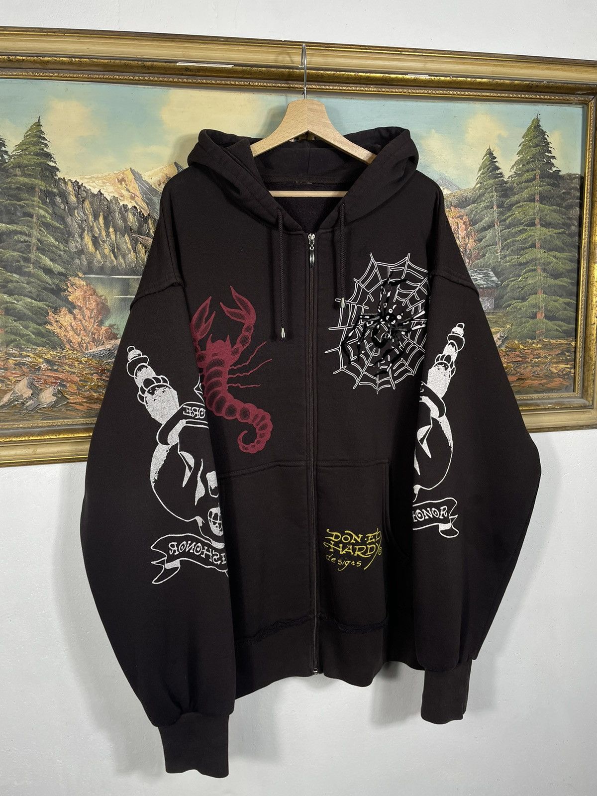 Christian Audigier Ed Hardy Retro 00s Hoodie With Crystals Affliction Grunge Size US XXL / EU 58 / 5 - 5 Thumbnail