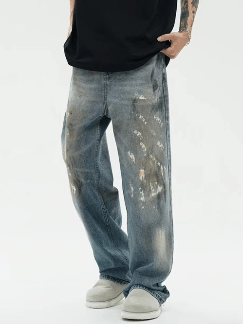 Japanese Brand × Jean Men's American loose straight-leg vintage distressed jeans Size US 32 / EU 48 - 2 Thumbnail