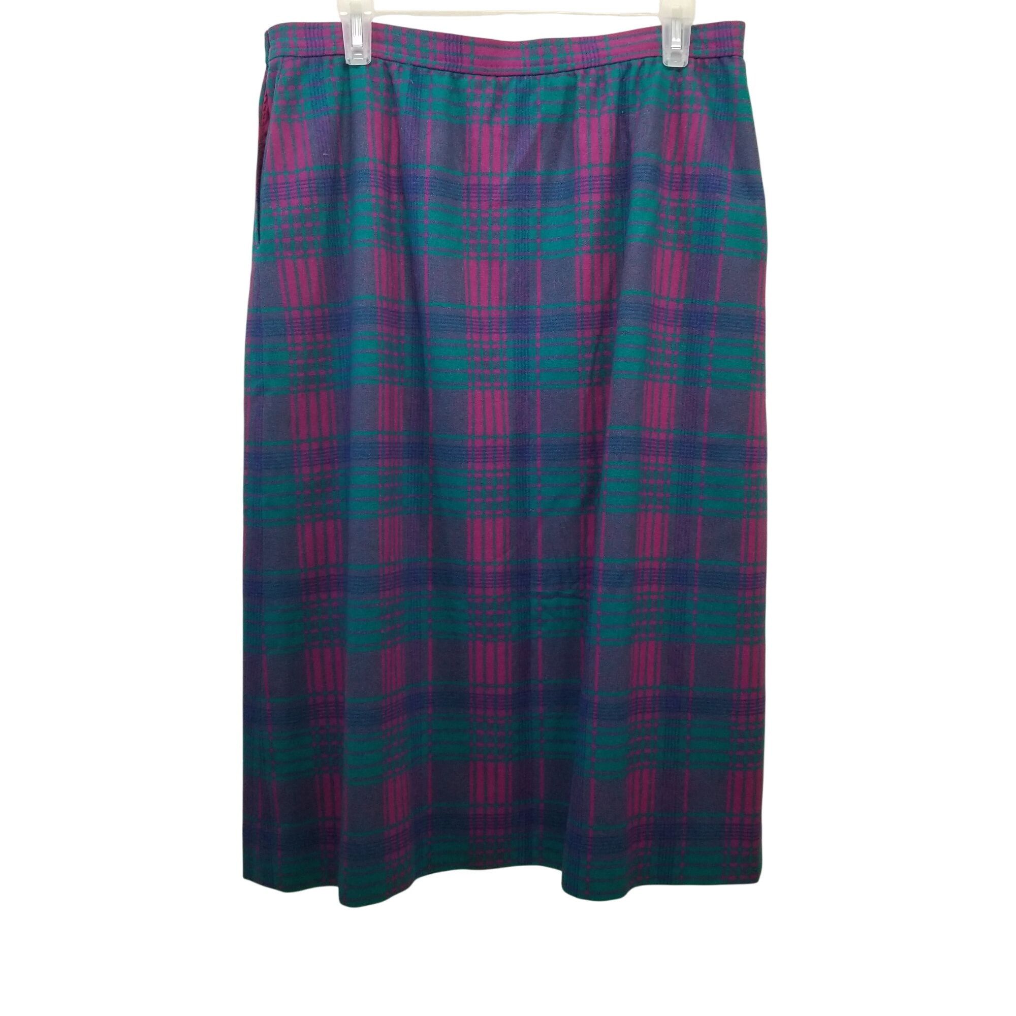 Pendleton Pendleton 16 Pink Green Plaid Virgin Wool Skirt USA Pockets Size 38" / US 16 / IT 52 - 3 Thumbnail
