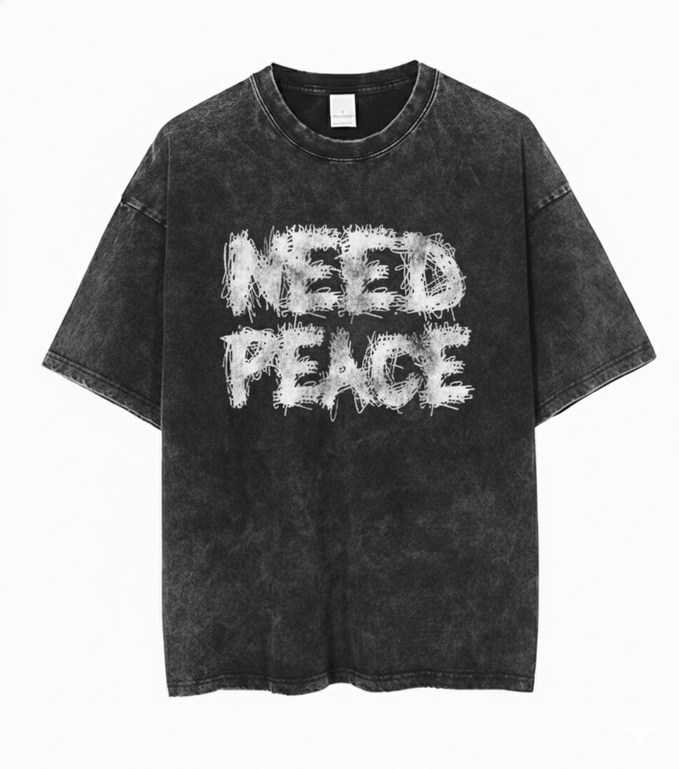 Japanese Brand Y2K Streetwear Retro Need Peace Washed T-Shirt Size US XXL / EU 58 / 5 - 1 Thumbnail