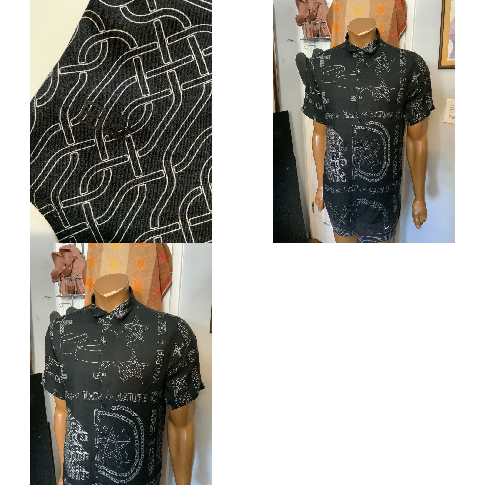 Ksubi VINTAGE Ksubi Super Nature All Over Print Pentagram Star Black S/S Button Shirt Sz. M Mens Moderate? Size US M / EU 48-50 / 2 - 8 Thumbnail
