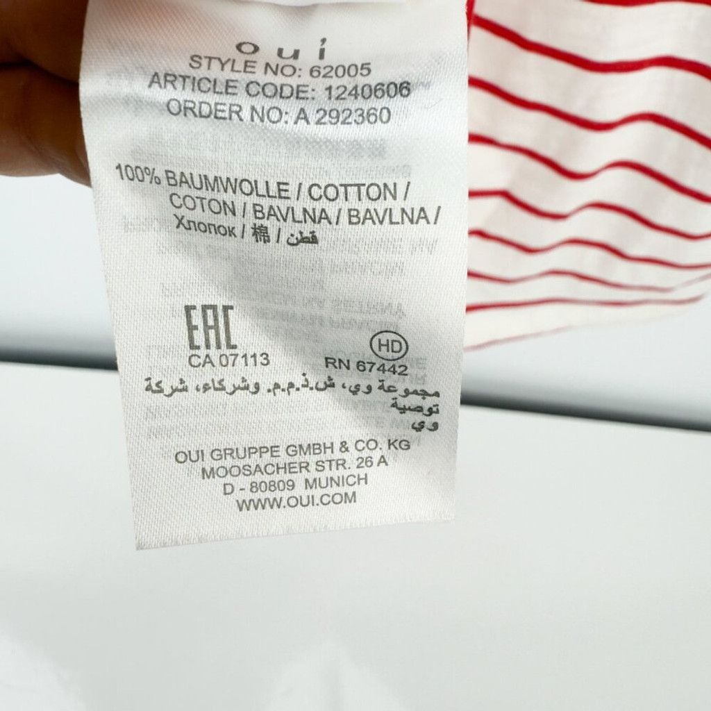 Other OUI Striped Cotton Red White T-Shirt Lace Boat Round Size 8 Size M / US 6-8 / IT 42-44 - 12 Thumbnail