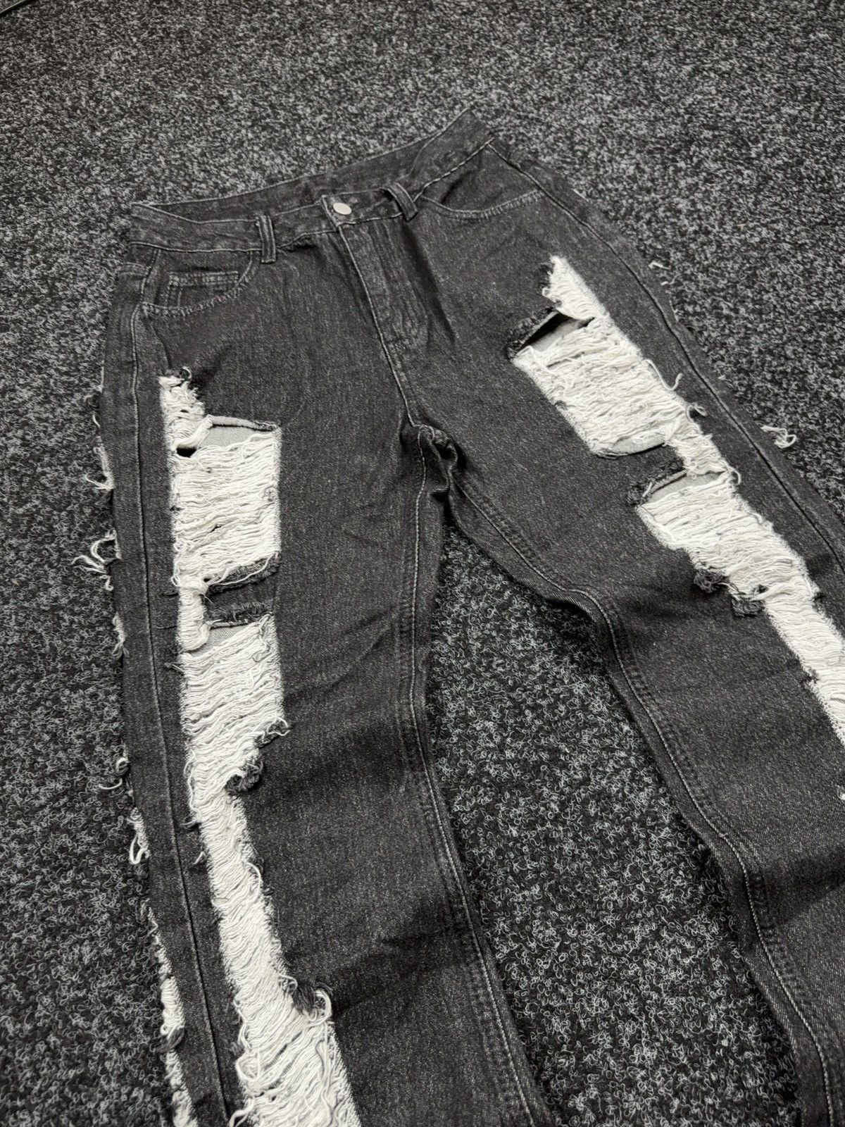If Six Was Nine Japanese 00s LGB Black Distressed Bootcut Flared Denim Jeans Size 28" / US 6 / IT 42 - 5 Thumbnail