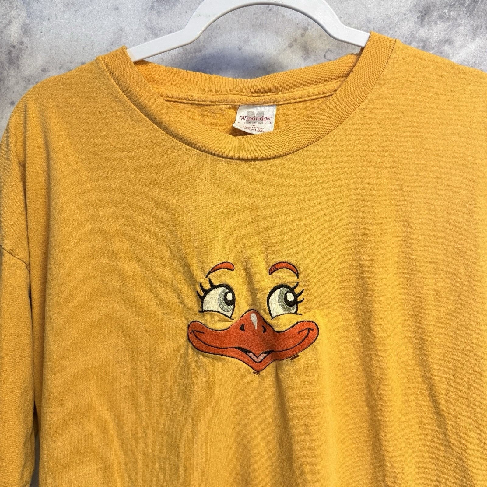 Vintage Vintage 90s Embroidered Duck T Shirt Mens XL Yellow Single S Size US XL / EU 56 / 4 - 1 Thumbnail