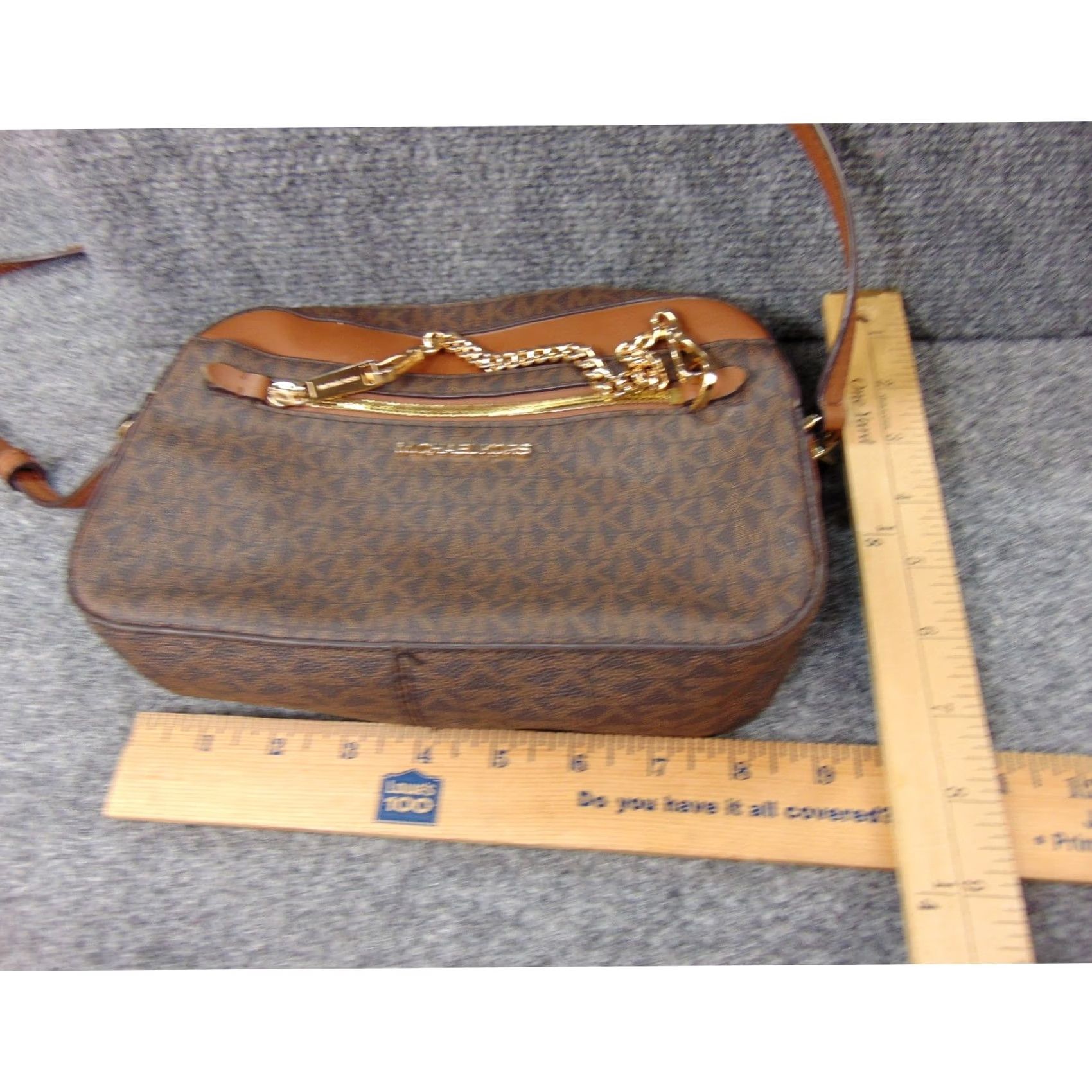Michael Kors Michael Kors Jet Set Brown Monogram Crossbody Bag Chain Accent 35S1GTTC9B Size ONE SIZE - 2 Thumbnail