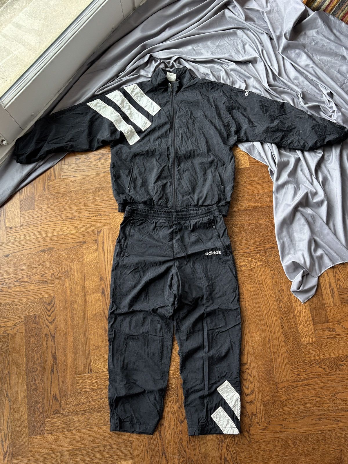 Vintage Adidas Tracksuit 1990s Two Piece Wind Jacket Pants