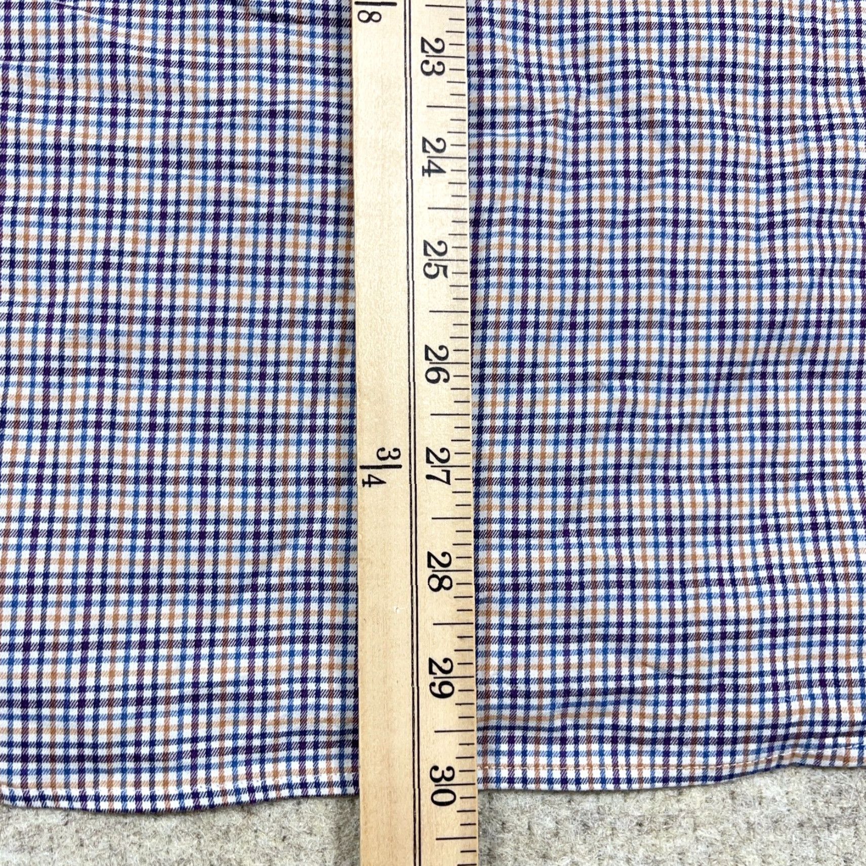 Peter Millar Peter Millar Shirt Men Large Blue Orange Plaid Button Up Tattersall Pocket Dress Size 42R - 7 Thumbnail