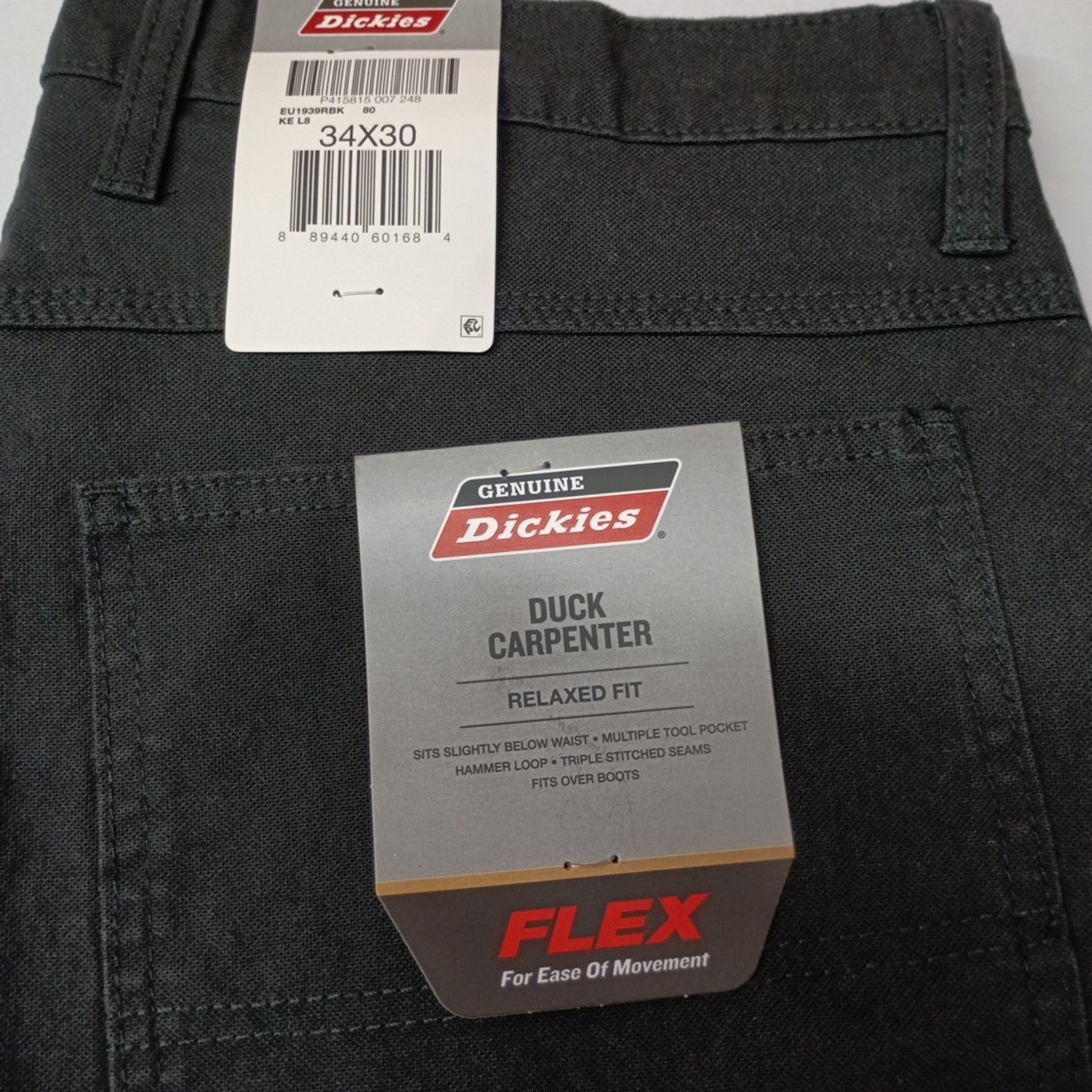 Dickies Dickies Carpenter Pants Mens 34x30 Black Duck Canvas Pockets Size US 34 / EU 50 - 2 Thumbnail