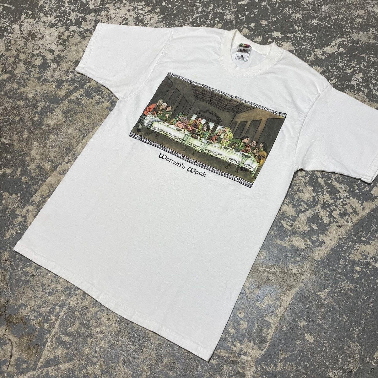 Japanese Brand × Vintage Vintage Women’s Work Last Supper Activist Parody 90s Tshirt Size US M / EU 48-50 / 2 - 2 Thumbnail