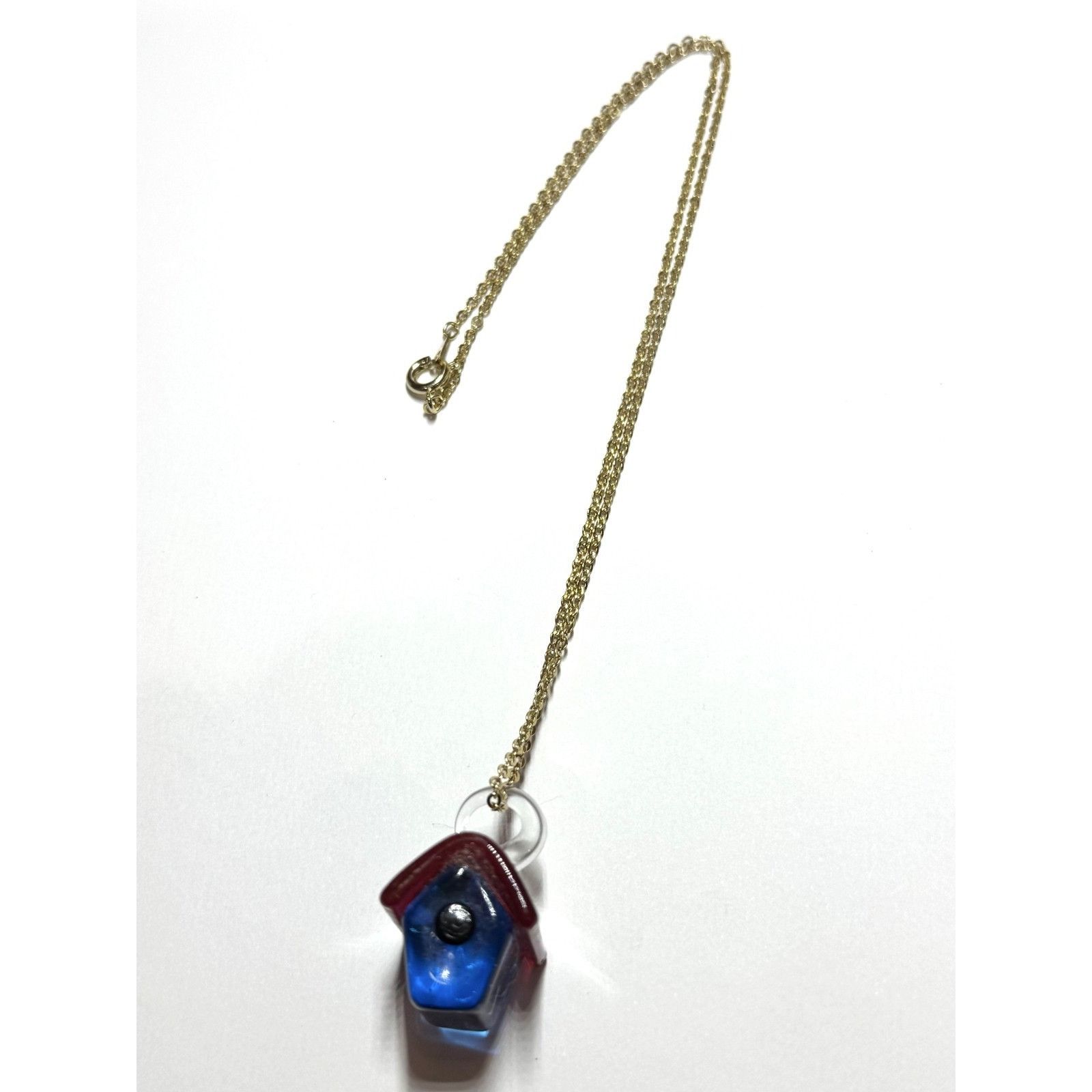 Vintage Vintage red & blue glass house home charm necklace Size ONE SIZE - 3 Thumbnail